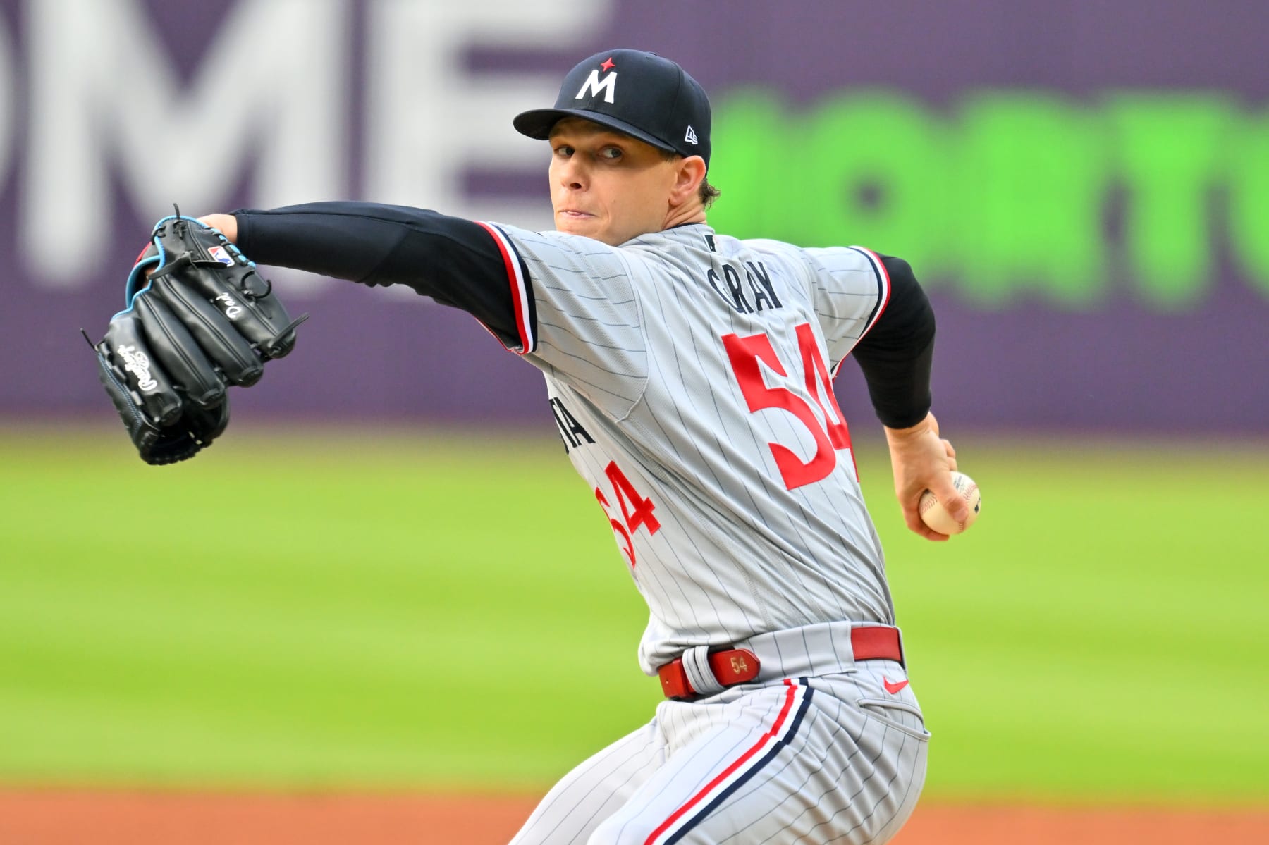 CLEVELAND, OHIO - MAY 06: Starting pitcher Sonny Gray #54 of the Minnesota Twins pitches during the first inning of the game against the Cleveland Guardians at Progressive Field on May 06, 2023 in Cleveland, Ohio. (Photo by Jason Miller/Getty Images)