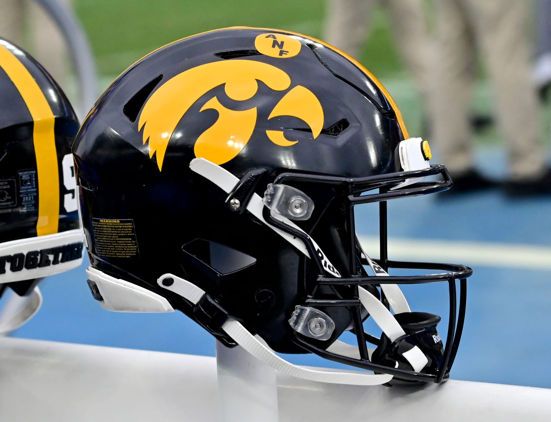 NASHVILLE, TN - DECEMBER 31: An Iowa football helmet as seen during the TransPerfect Music City Bowl game between the Kentucky Wildcats and the Iowa Hawkeyes on December 31, 2022, at Nissan Stadium in Nashville, TN (Photo by Keith Gillett/Icon Sportswire via Getty Images)
