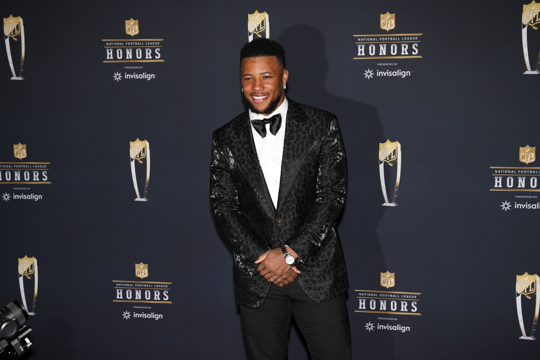 New York Giants Saquon Barkley arrives for the NFL Honors award show ahead of the Super Bowl 57 football game, Thursday, Feb. 9, 2023, in Phoenix. (AP Photo/Matt York) New York Giants Saquon Barkley arrives for the NFL Honors award show ahead of the Super Bowl 57 football game, Thursday, Feb. 9, 2023, in Phoenix. (AP Photo/Matt York)