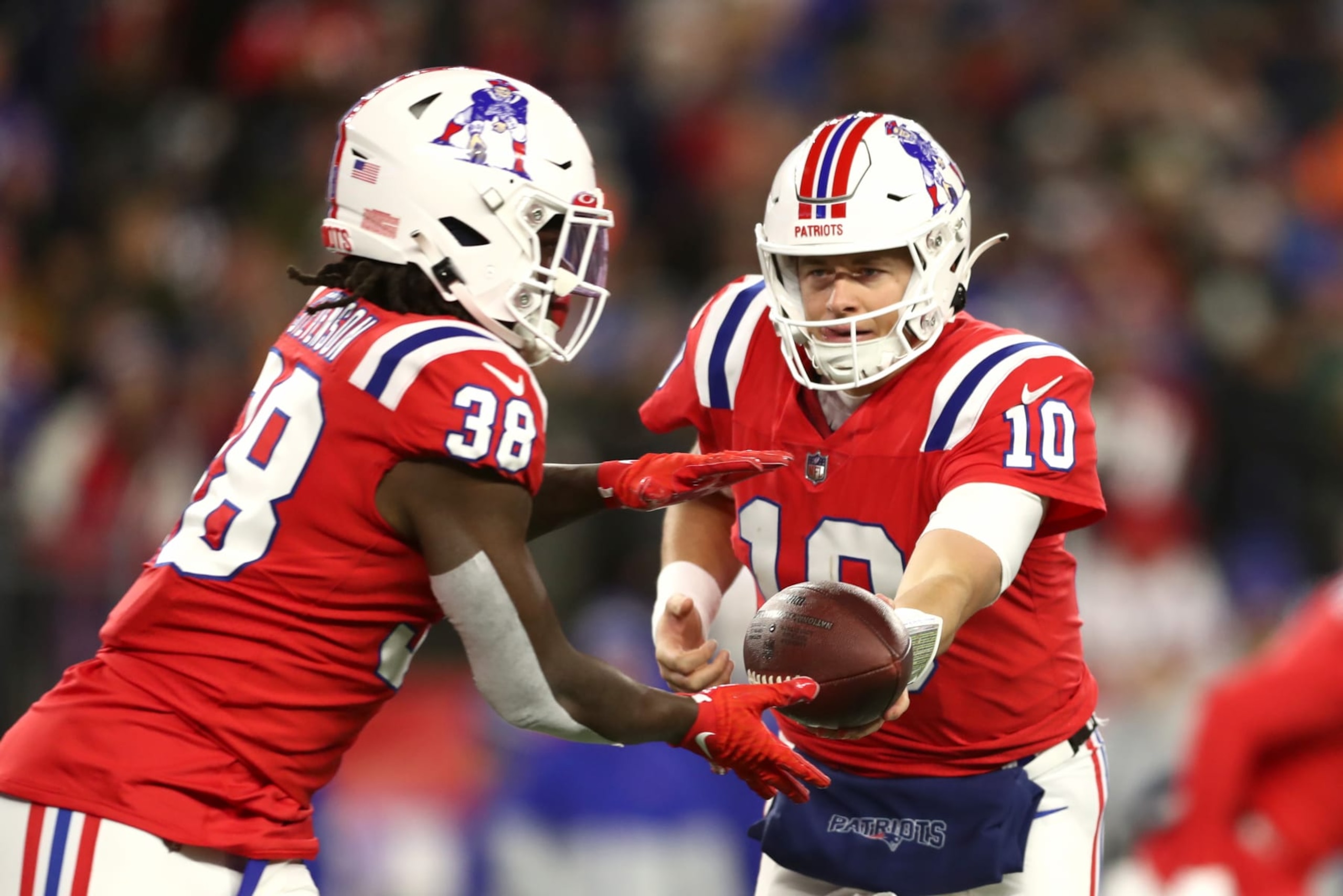 Patriots QB Mac Jones; Patriots RB Rhamondre Stevenson