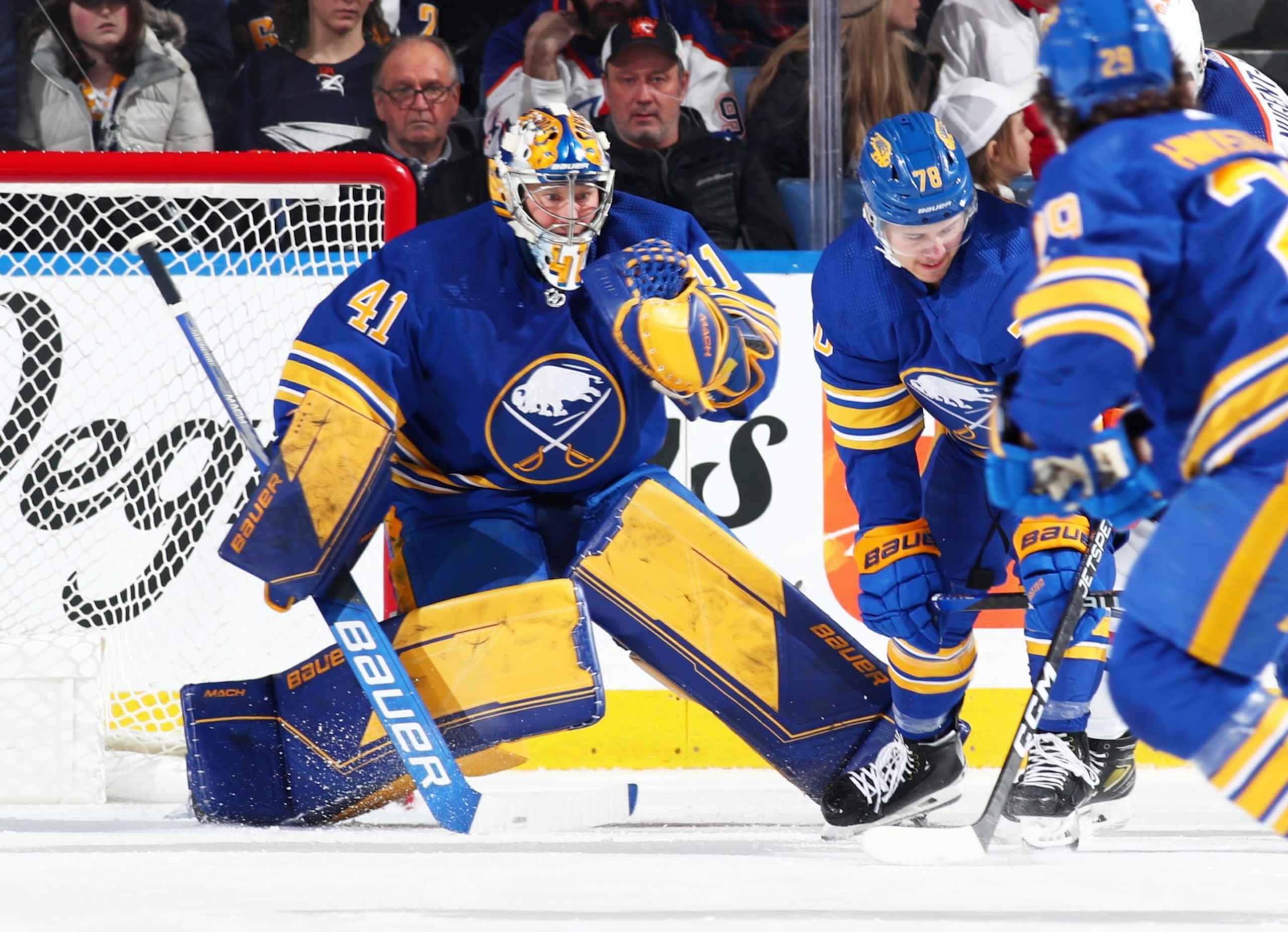 BUFFALO, NY - MARCH 6: Craig Anderson #41 of the Buffalo Sabres tends goal against the Edmonton Oilers during an NHL game on March 6, 2023 at KeyBank Center in Buffalo, New York. (Photo by Bill Wippert/NHLI via Getty Images)