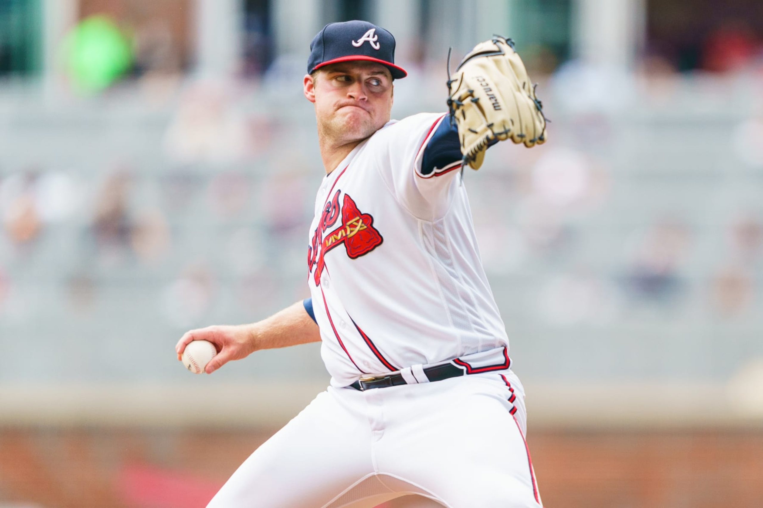 ATLANTA, GA - MAY 7: Bryce Elder #55 of the Atlanta Braves pitches during the fifth inning between the Atlanta Braves and the Baltimore Orioles at Truist Park on May 7, 2023 in Atlanta, Georgia. (Photo by Matthew Grimes Jr./Atlanta Braves/Getty Images)