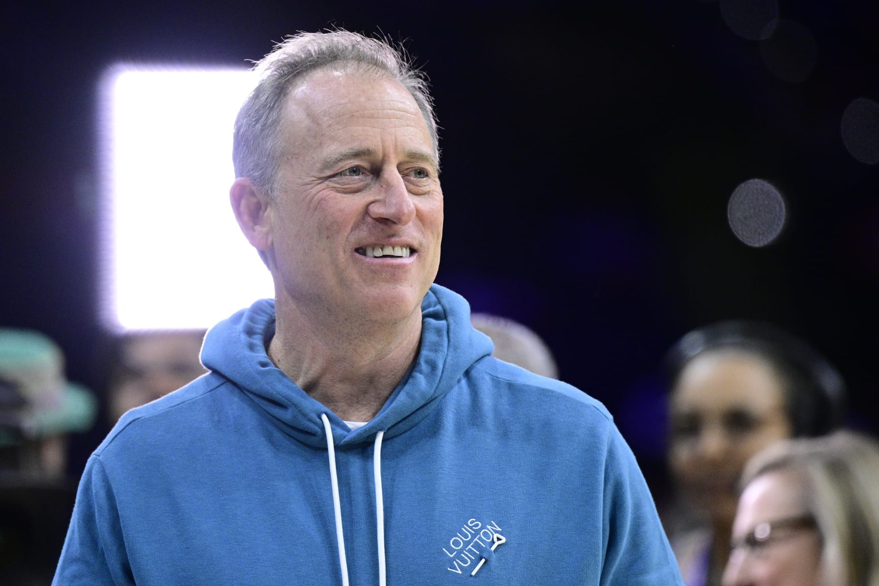 Managing Partner of the Philadelphia 76ers Josh Harris stands on the court prior to Game 1 of an NBA basketball first-round playoff series against the Brooklyn Nets, Saturday, April 15, 2023, in Philadelphia. (AP Photo/Derik Hamilton)