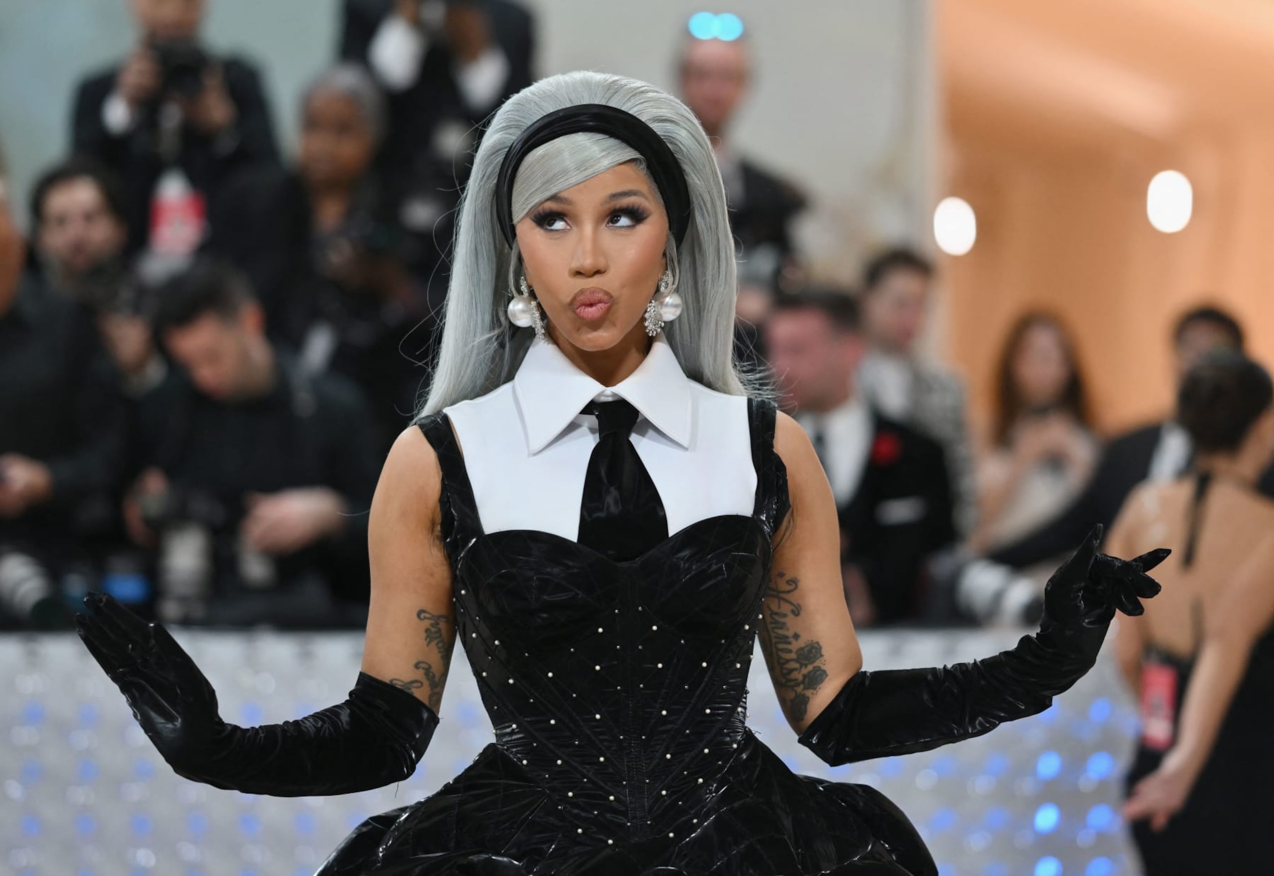 TOPSHOT - US rapper Cardi B arrives for the 2023 Met Gala at the Metropolitan Museum of Art on May 1, 2023, in New York. - The Gala raises money for the Metropolitan Museum of Art's Costume Institute. The Gala's 2023 theme is "Karl Lagerfeld: A Line of Beauty." (Photo by ANGELA WEISS / AFP) (Photo by ANGELA WEISS/AFP via Getty Images)