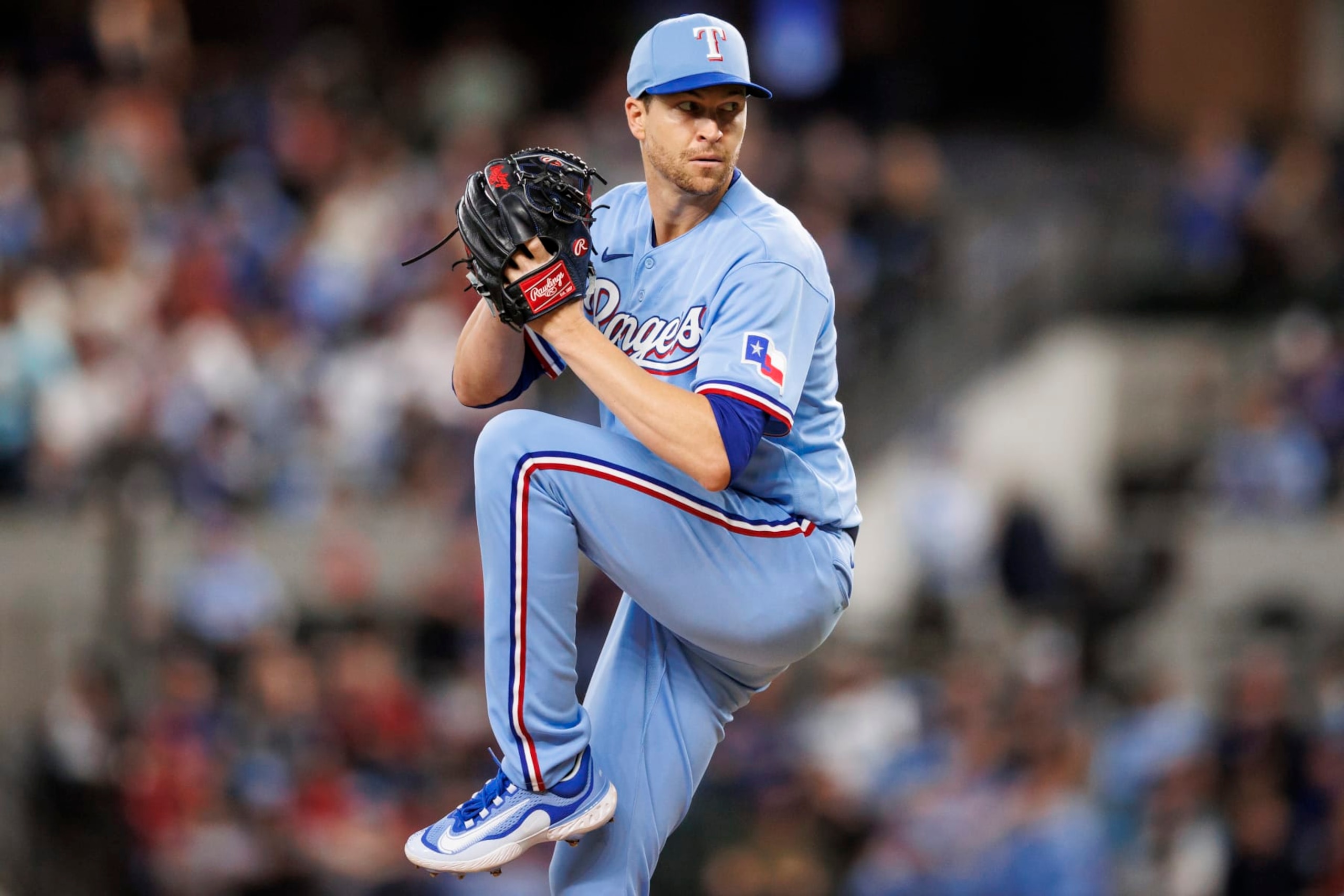 ARLINGTON, TX - APRIL 23: Jacob deGrom #48 of the Texas Rangers delivers a pitch during a game against the Oakland Athletics at Globe Life Field on April 23, 2023 in Arlington, Texas. (Photo by Bailey Orr/Texas Rangers/Getty Images) ARLINGTON, TX - APRIL 23: Jacob deGrom #48 of the Texas Rangers delivers a pitch during a game against the Oakland Athletics at Globe Life Field on April 23, 2023 in Arlington, Texas. (Photo by Bailey Orr/Texas Rangers/Getty Images)