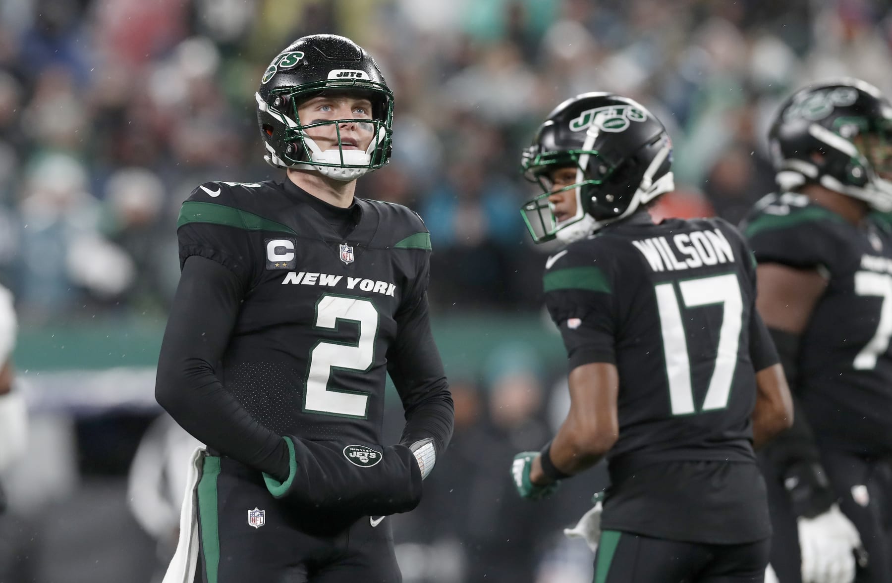 EAST RUTHERFORD, NEW JERSEY - DECEMBER 22: (NEW YORK DAILIES OUT)  Zach Wilson #2 of the New York Jets in action against the Jacksonville Jaguars at MetLife Stadium on December 22, 2022 in East Rutherford, New Jersey. The Jaguars defeated the Jets 19-3. (Photo by Jim McIsaac/Getty Images)