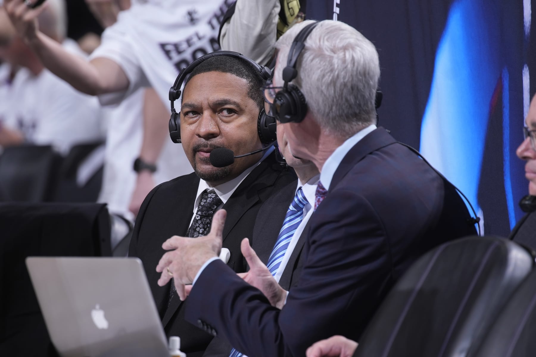 SACRAMENTO, CA - APRIL 30: ESPN analyst, Mark Jackson reports on the game between the Golden State Warriors and Sacramento Kings during Round 1 Game 7 of the 2023 NBA Playoffs on April 30, 2023 at Golden 1 Center in Sacramento, California. NOTE TO USER: User expressly acknowledges and agrees that, by downloading and or using this photograph, User is consenting to the terms and conditions of the Getty Images Agreement. Mandatory Copyright Notice: Copyright 2023 NBAE (Photo by Rocky Widner/NBAE via Getty Images)