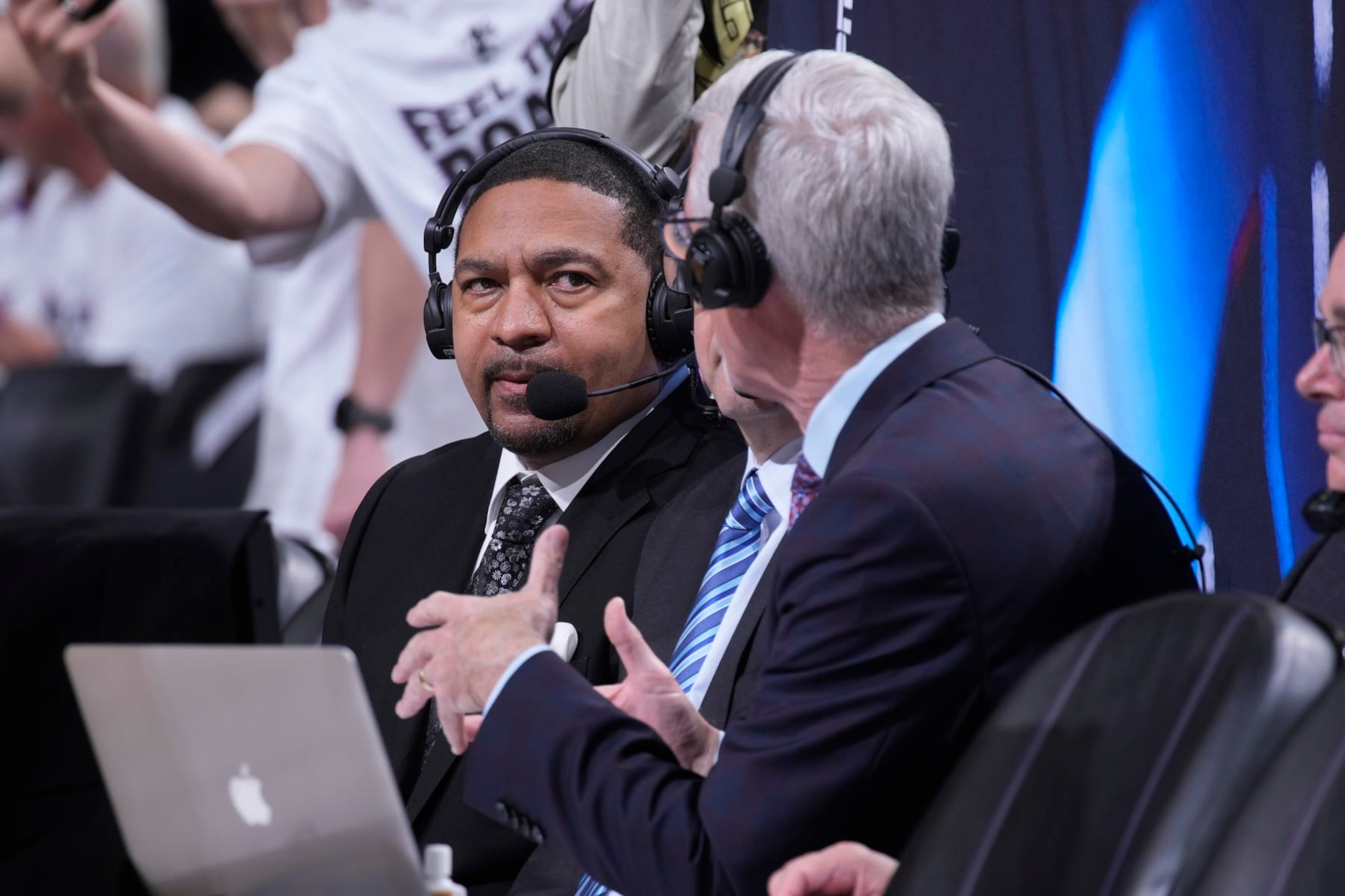SACRAMENTO, CA - APRIL 30: ESPN analyst, Mark Jackson reports on the game between the Golden State Warriors and Sacramento Kings during Round 1 Game 7 of the 2023 NBA Playoffs on April 30, 2023 at Golden 1 Center in Sacramento, California. NOTE TO USER: User expressly acknowledges and agrees that, by downloading and or using this photograph, User is consenting to the terms and conditions of the Getty Images Agreement. Mandatory Copyright Notice: Copyright 2023 NBAE (Photo by Rocky Widner/NBAE via Getty Images)