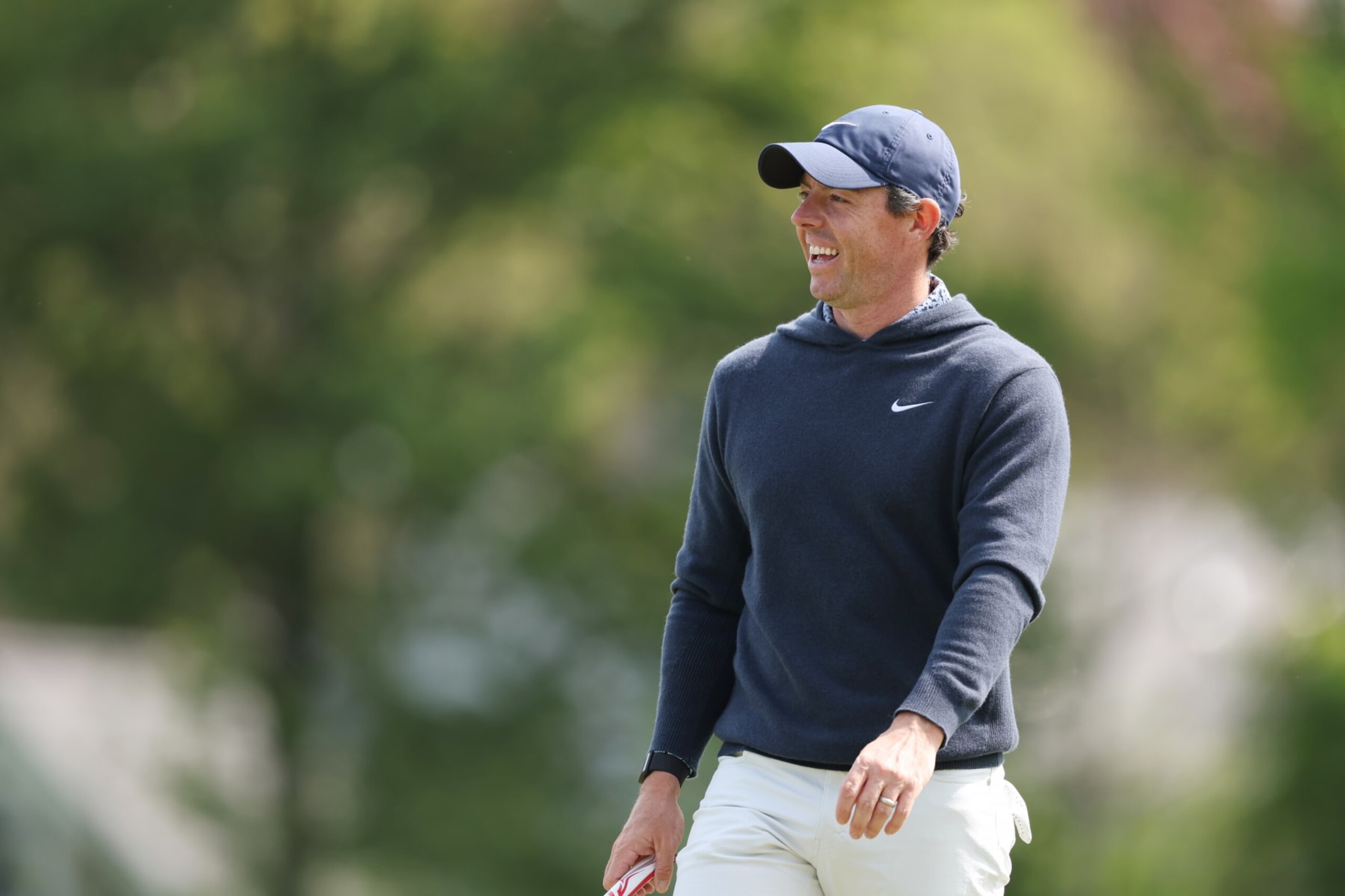 ROCHESTER, NEW YORK - MAY 15: Rory McIlroy of Northern Ireland looks on during a practice round prior to the 2023 PGA Championship at Oak Hill Country Club on May 15, 2023 in Rochester, New York. (Photo by Warren Little/Getty Images)