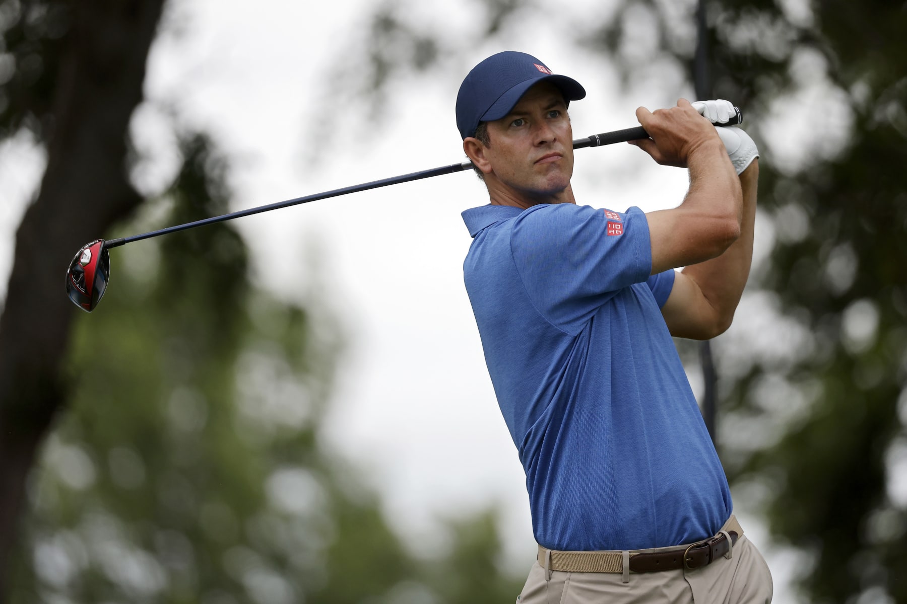 MCKINNEY, TEXAS - MAY 14: Adam Scott of Australia plays his shot from the second tee during the final round of the AT&T Byron Nelson at TPC Craig Ranch on May 14, 2023 in McKinney, Texas. (Photo by Mike Mulholland/Getty Images)