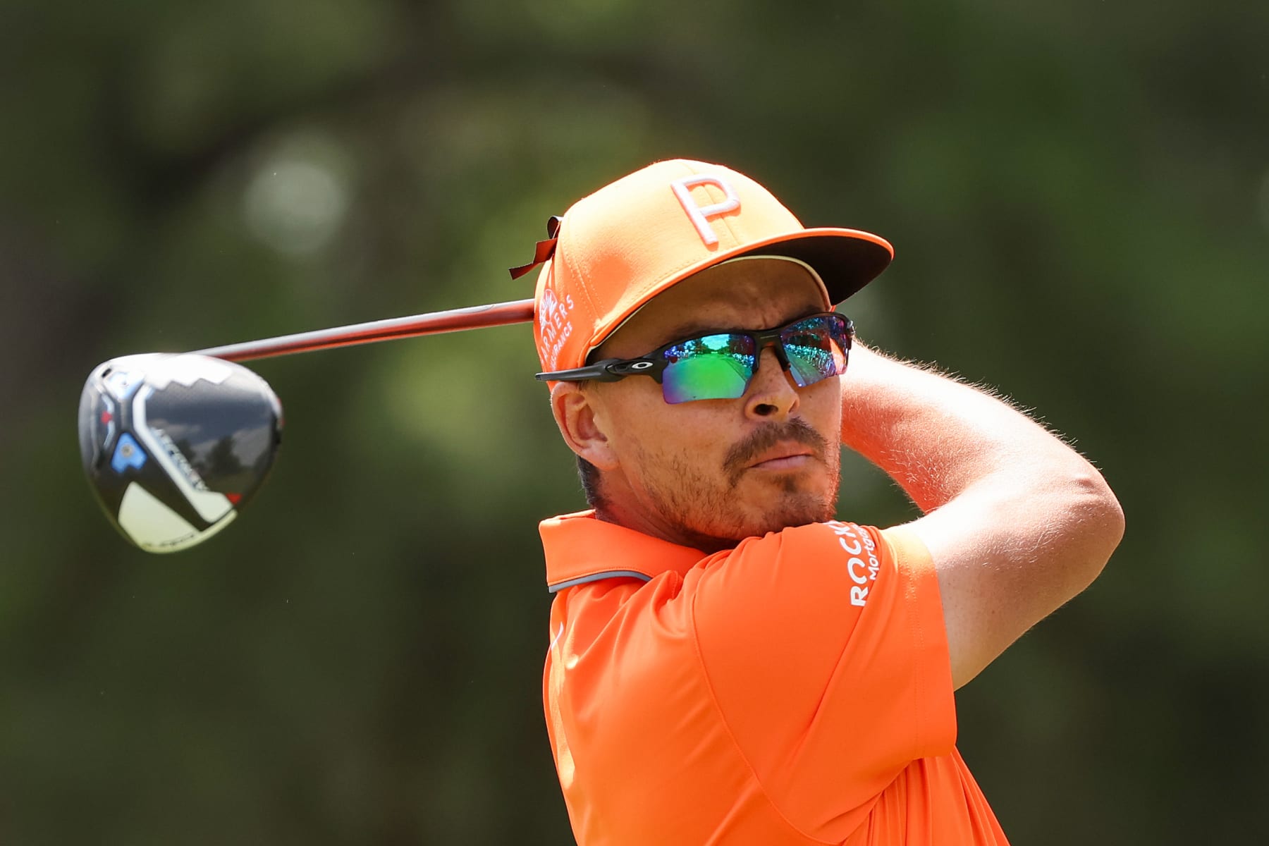 CHARLOTTE, NORTH CAROLINA - MAY 07: Rickie Fowler of the United States plays his shot from the third tee during the final round of the Wells Fargo Championship at Quail Hollow Country Club on May 07, 2023 in Charlotte, North Carolina. (Photo by Gregory Shamus/Getty Images)