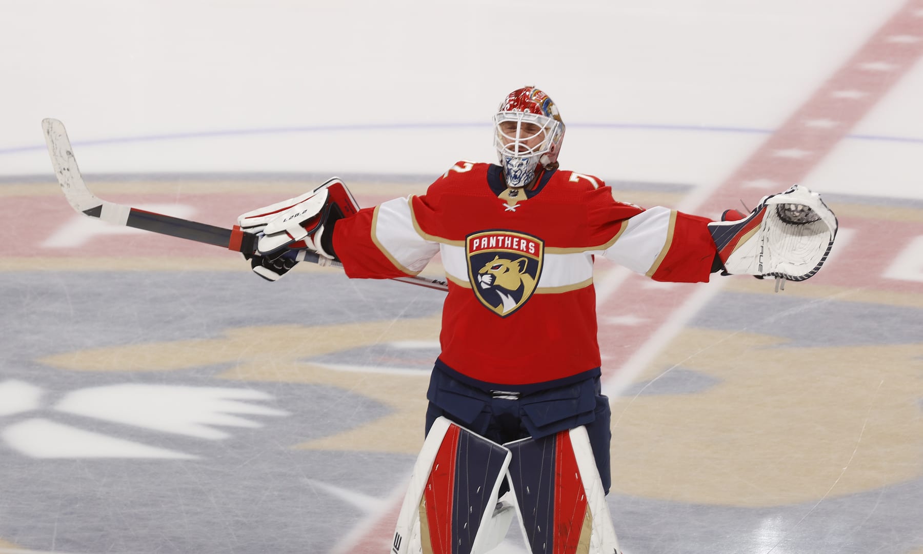 SUNRISE, FL - MAY 10: Goaltender Sergei Bobrovsky #72 of the Florida Panthers skates onto the ice prior to action against the Toronto Maple Leafs in Game Four of the Second Round of the 2023 Stanley Cup Playoffs at the FLA Live Arena on May 10, 2023 in Sunrise, Florida. (Photo by Joel Auerbach/Getty Images)