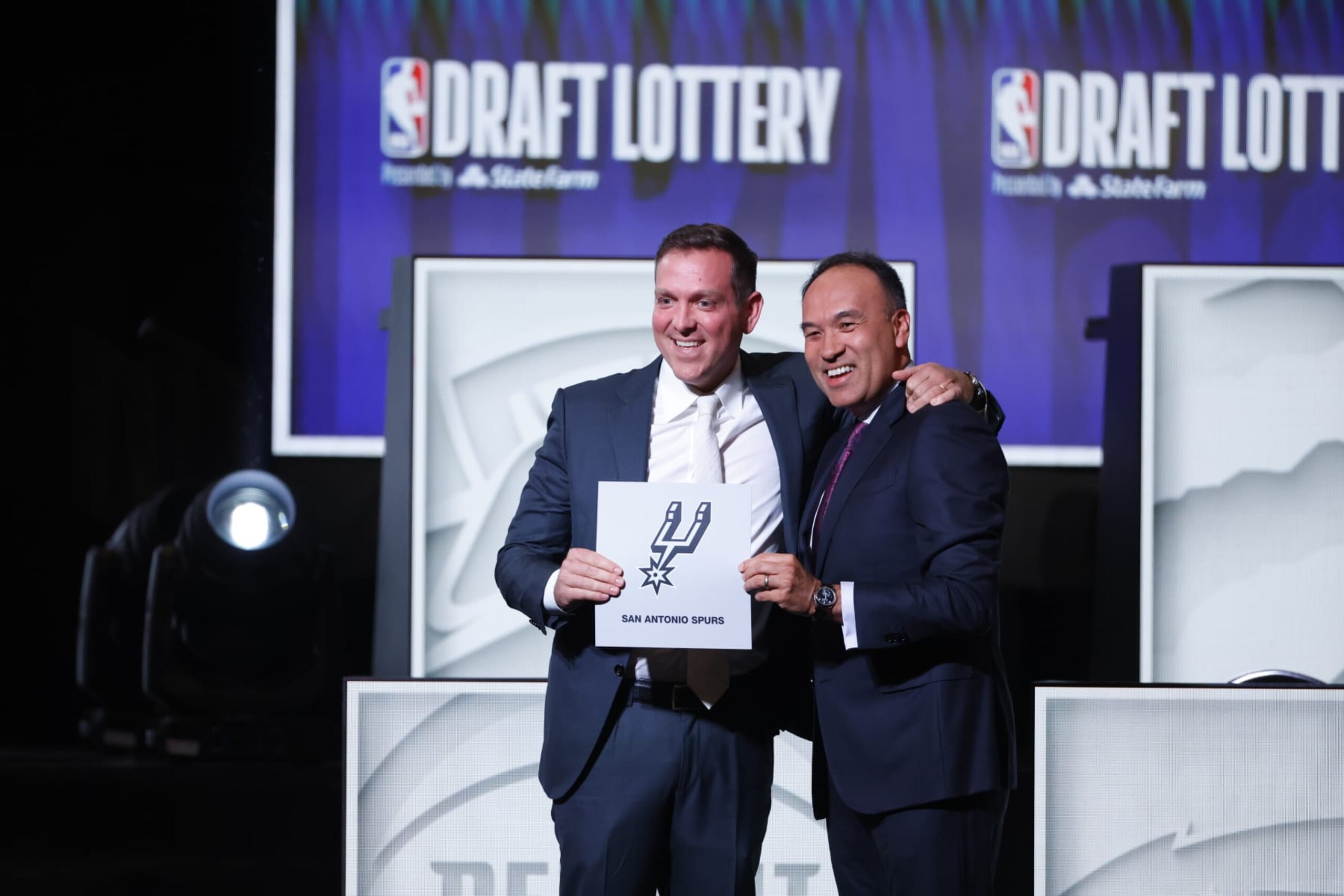 CHICAGO,IL - MAY 16: Managing Partner Peter J. Holt of the San Antonio Spurs accepts the 1st Pick during the 2023 NBA Draft Lottery at McCormick Place on May 16, 2023 in Chicago, Illinois. NOTE TO USER: User expressly acknowledges and agrees that, by downloading and or using this photograph, user is consenting to the terms and conditions of the Getty Images License Agreement. Mandatory Copyright Notice: Copyright 2023 NBAE (Photo by Kamil Krzaczynski/NBAE via Getty Images) CHICAGO,IL - MAY 16: Managing Partner Peter J. Holt of the San Antonio Spurs accepts the 1st Pick during the 2023 NBA Draft Lottery at McCormick Place on May 16, 2023 in Chicago, Illinois. NOTE TO USER: User expressly acknowledges and agrees that, by downloading and or using this photograph, user is consenting to the terms and conditions of the Getty Images License Agreement. Mandatory Copyright Notice: Copyright 2023 NBAE (Photo by Kamil Krzaczynski/NBAE via Getty Images)