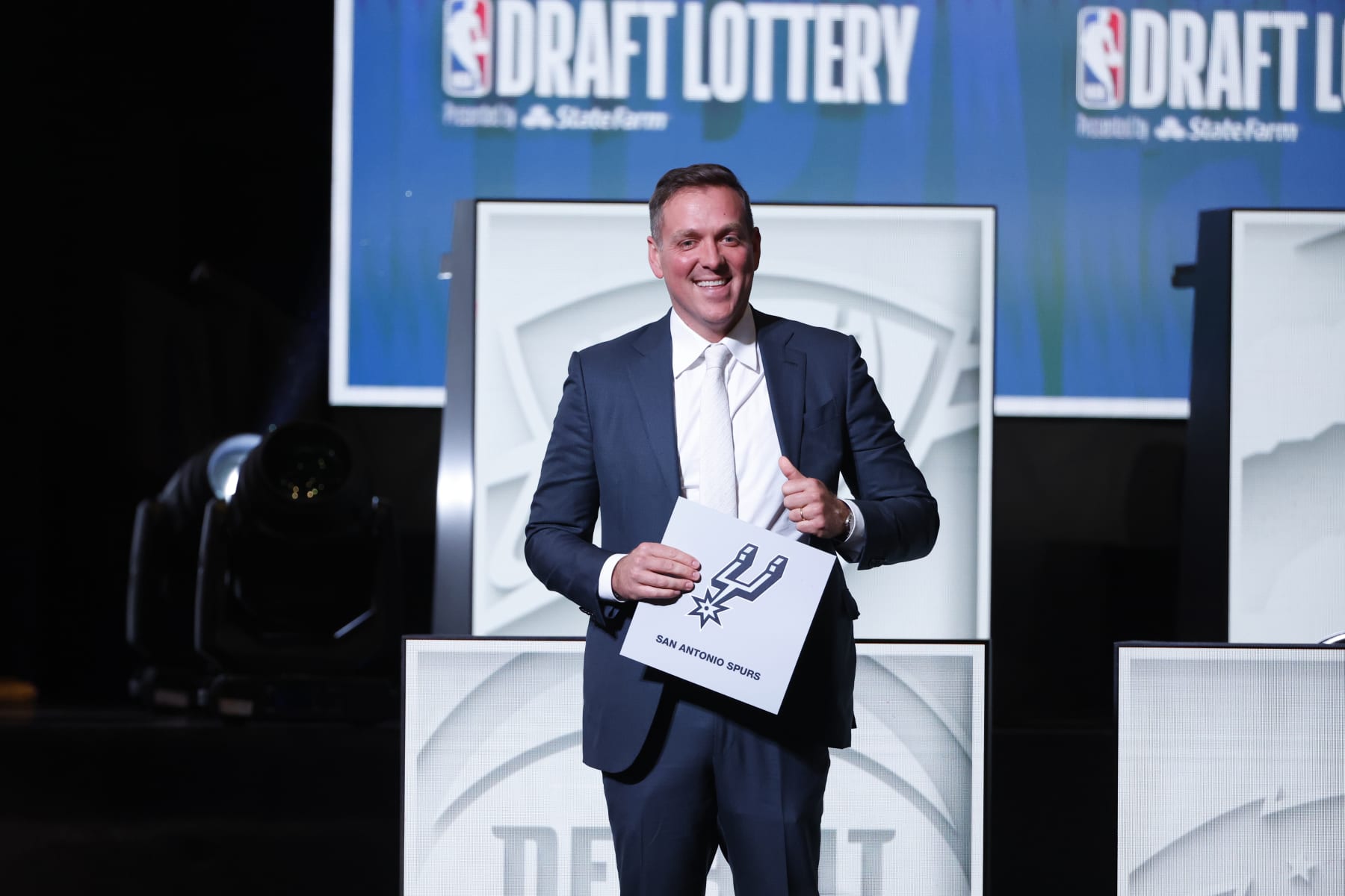 CHICAGO,IL - MAY 16: Managing Partner Peter J. Holt of the San Antonio Spurs accepts the 1st Pick during the 2023 NBA Draft Lottery at McCormick Place on May 16, 2023 in Chicago, Illinois. NOTE TO USER: User expressly acknowledges and agrees that, by downloading and or using this photograph, user is consenting to the terms and conditions of the Getty Images License Agreement. Mandatory Copyright Notice: Copyright 2023 NBAE (Photo by Kamil Krzaczynski/NBAE via Getty Images)