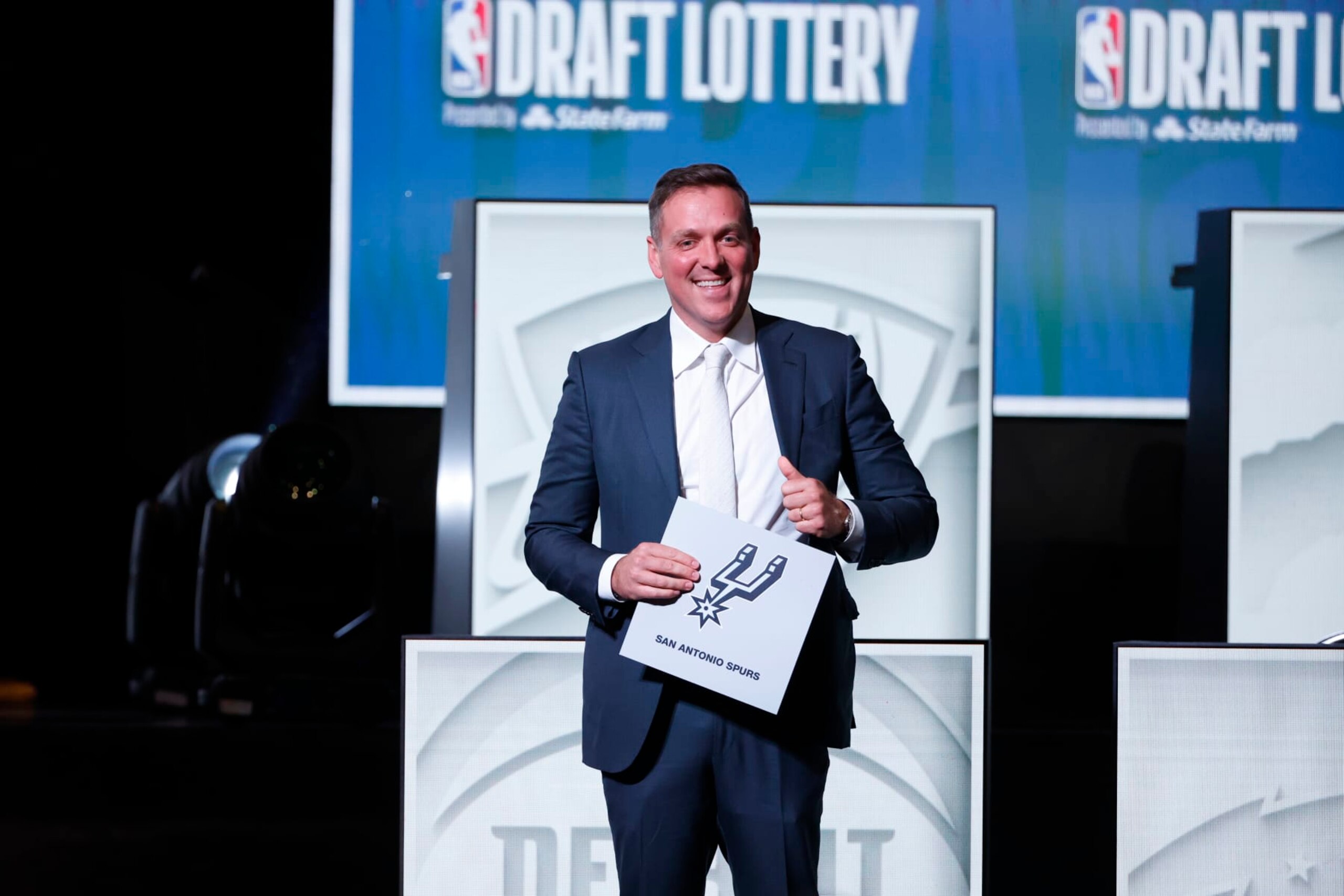 CHICAGO,IL - MAY 16: Managing Partner Peter J. Holt of the San Antonio Spurs accepts the 1st Pick during the 2023 NBA Draft Lottery at McCormick Place on May 16, 2023 in Chicago, Illinois. NOTE TO USER: User expressly acknowledges and agrees that, by downloading and or using this photograph, user is consenting to the terms and conditions of the Getty Images License Agreement. Mandatory Copyright Notice: Copyright 2023 NBAE (Photo by Kamil Krzaczynski/NBAE via Getty Images)