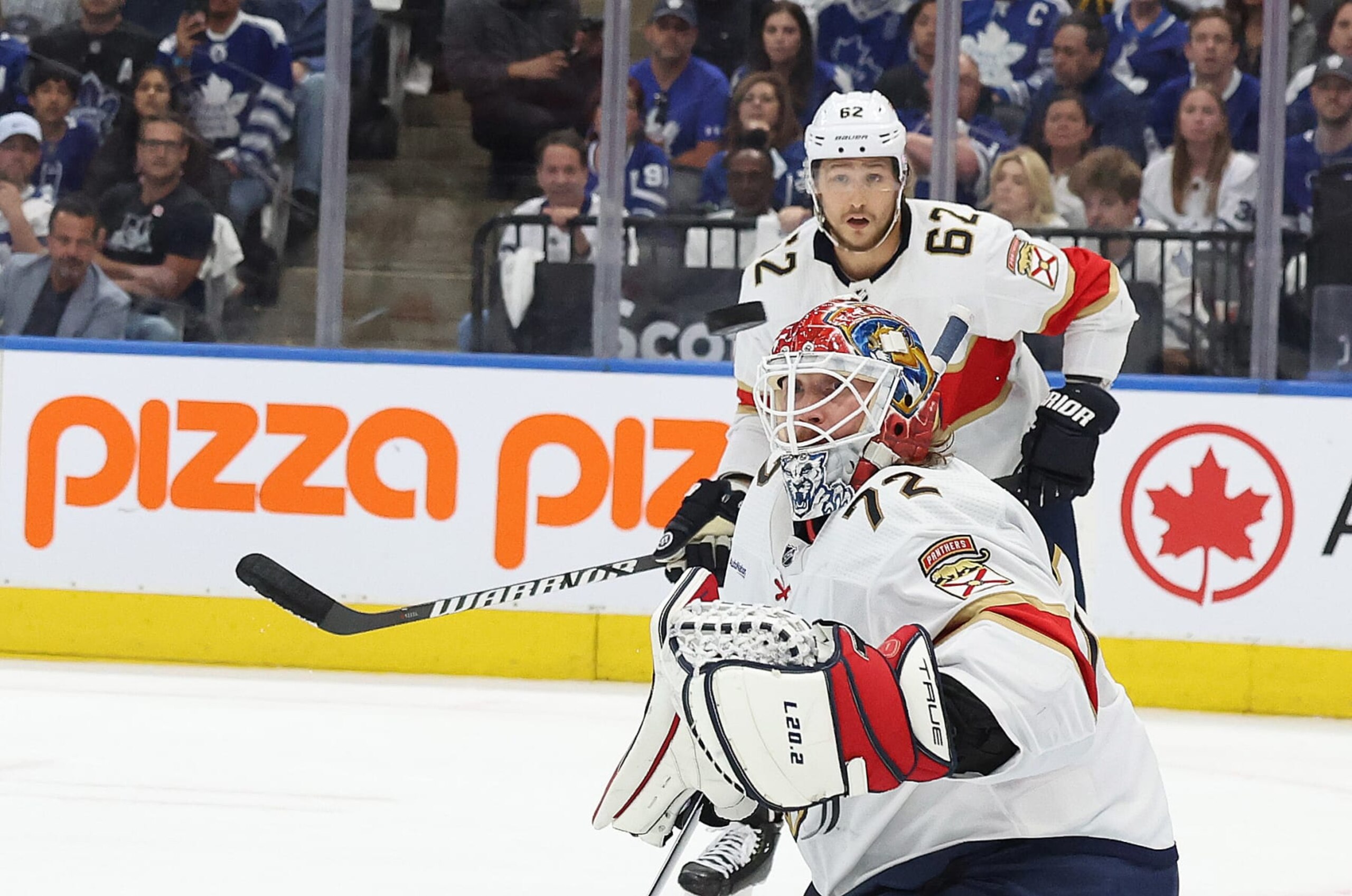 TORONTO, ON- MAY 12  - Florida Panthers goaltender Sergei Bobrovsky (72) watches a shot go wide in the first period as the Toronto Maple Leafs play the Florida Panthers  in game five in the second round of the NHL Stanley Cup playoffs  at Scotiabank Arena in Toronto. May 12, 2023.        (Steve Russell/Toronto Star via Getty Images)