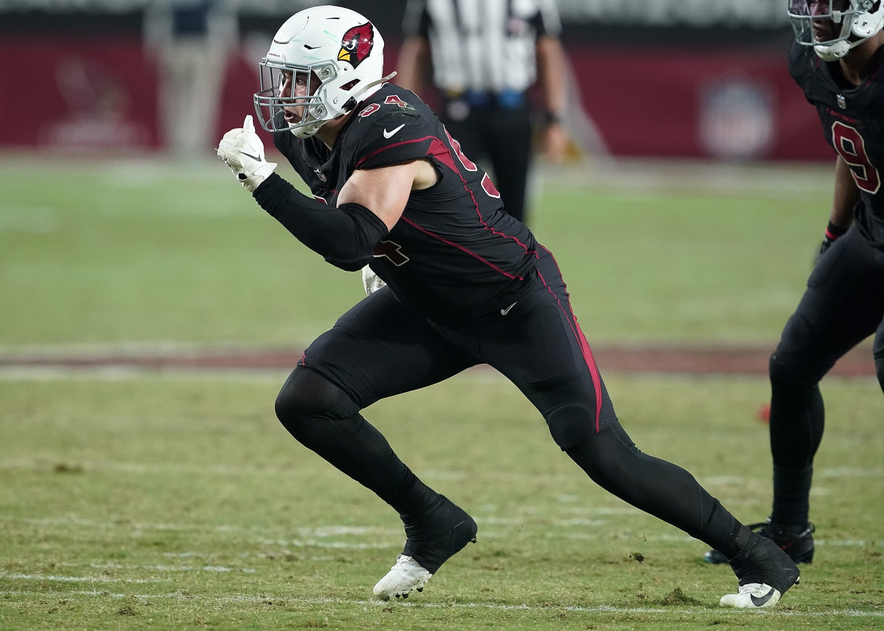 Arizona Cardinals defensive end Zach Allen (94) during an NFL football game against the Green Bay Packers Thursday, Oct. 28, 2021, in Glendale, Ariz. (AP Photo/Darryl Webb)