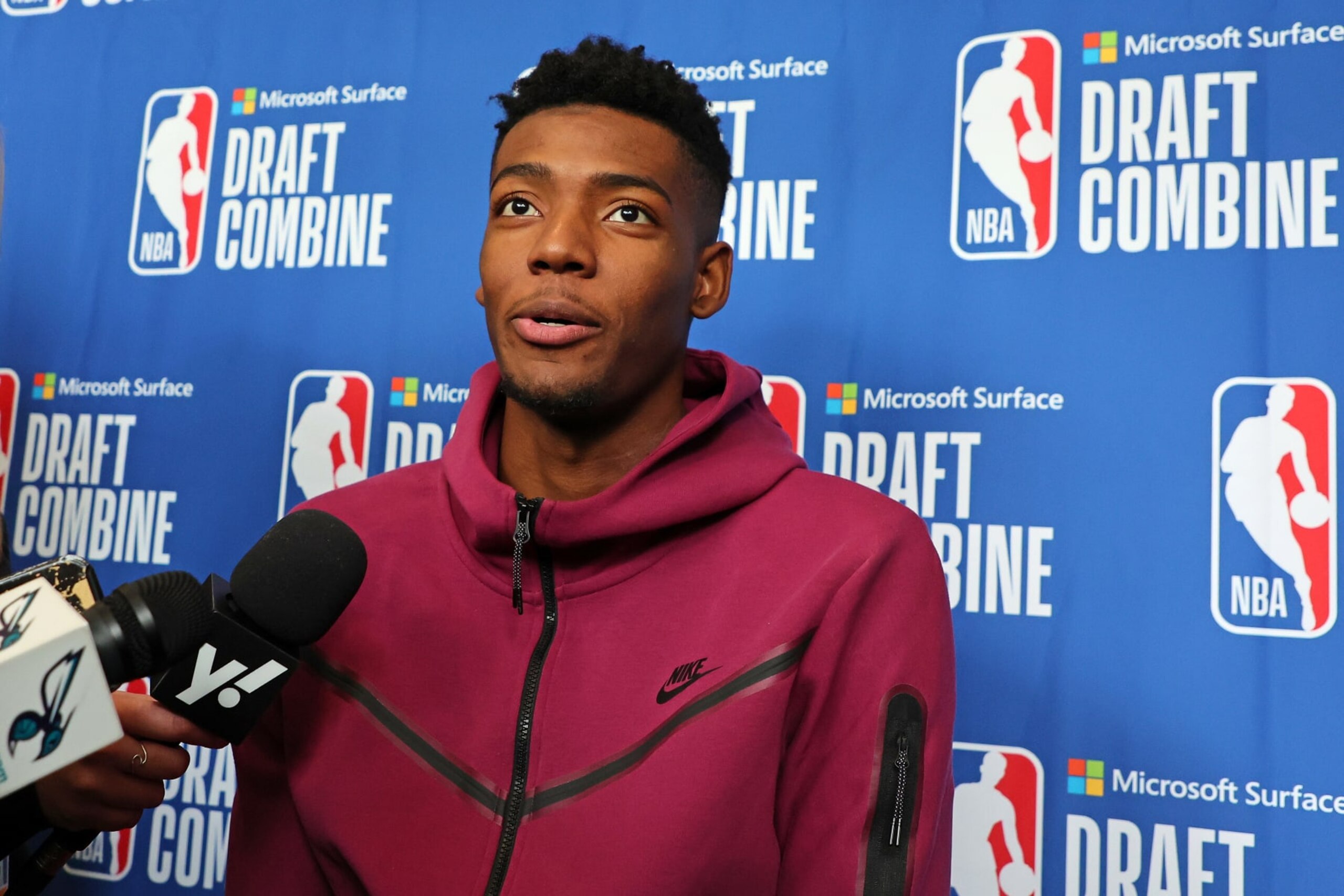 CHICAGO, ILLINOIS - MAY 17: Brandon Miller speaks with the media during the NBA Draft Combine at the Wintrust Arena on May 17, 2023 in Chicago, Illinois. NOTE TO USER: User expressly acknowledges and agrees that, by downloading and or using this photograph, User is consenting to the terms and conditions of the Getty Images License Agreement. (Photo by Stacy Revere/Getty Images) CHICAGO, ILLINOIS - MAY 17: Brandon Miller speaks with the media during the NBA Draft Combine at the Wintrust Arena on May 17, 2023 in Chicago, Illinois. NOTE TO USER: User expressly acknowledges and agrees that, by downloading and or using this photograph, User is consenting to the terms and conditions of the Getty Images License Agreement. (Photo by Stacy Revere/Getty Images)