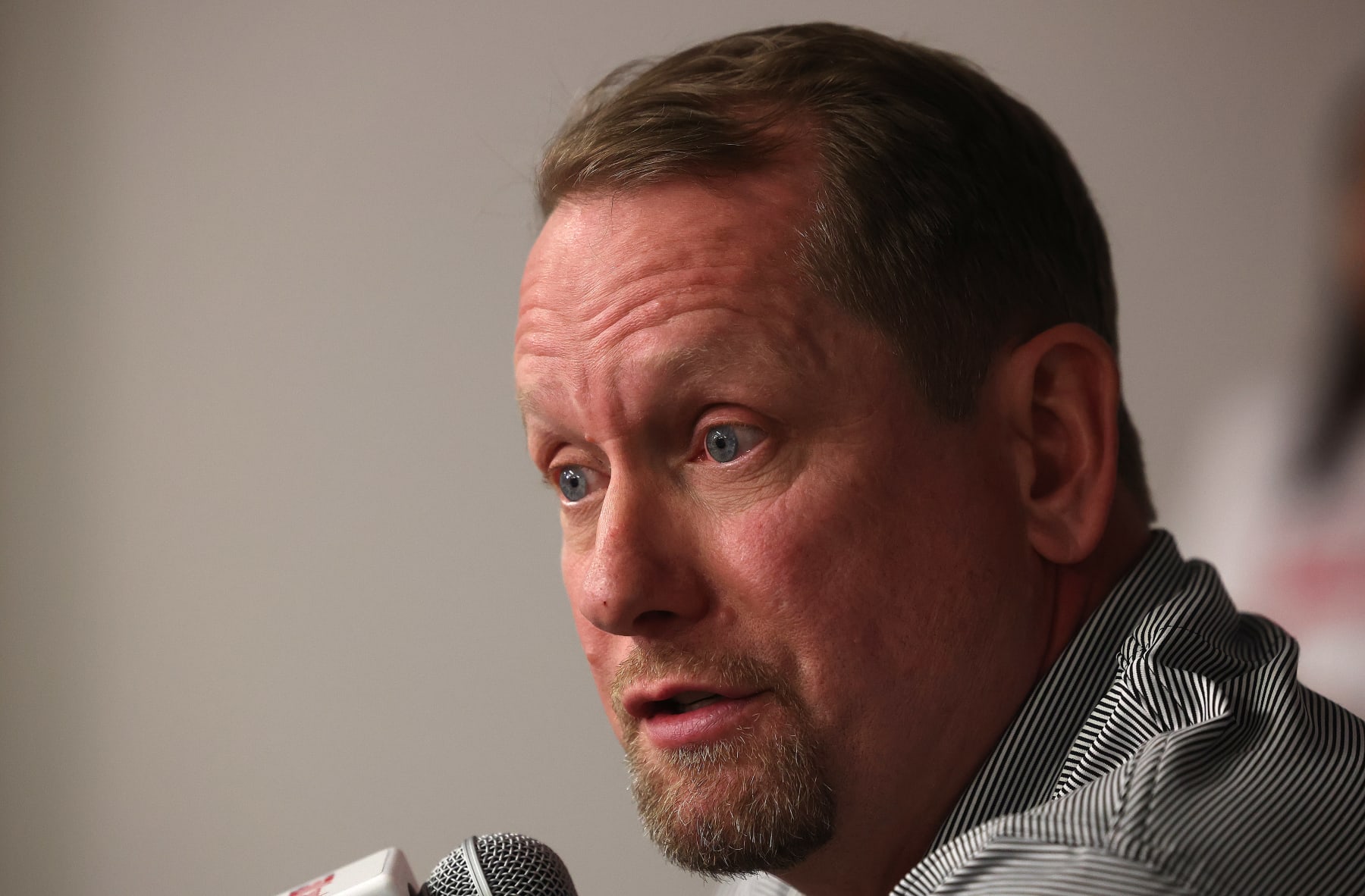 TORONTO, ON- APRIL 13  -  Nick Nurse addresses media a day after the Toronto Raptors fall to the Chicago Bulls 109-105 in the NBA play-in game at OVO Athletic Centre  in Toronto. April 13, 2023.        (Steve Russell/Toronto Star via Getty Images)