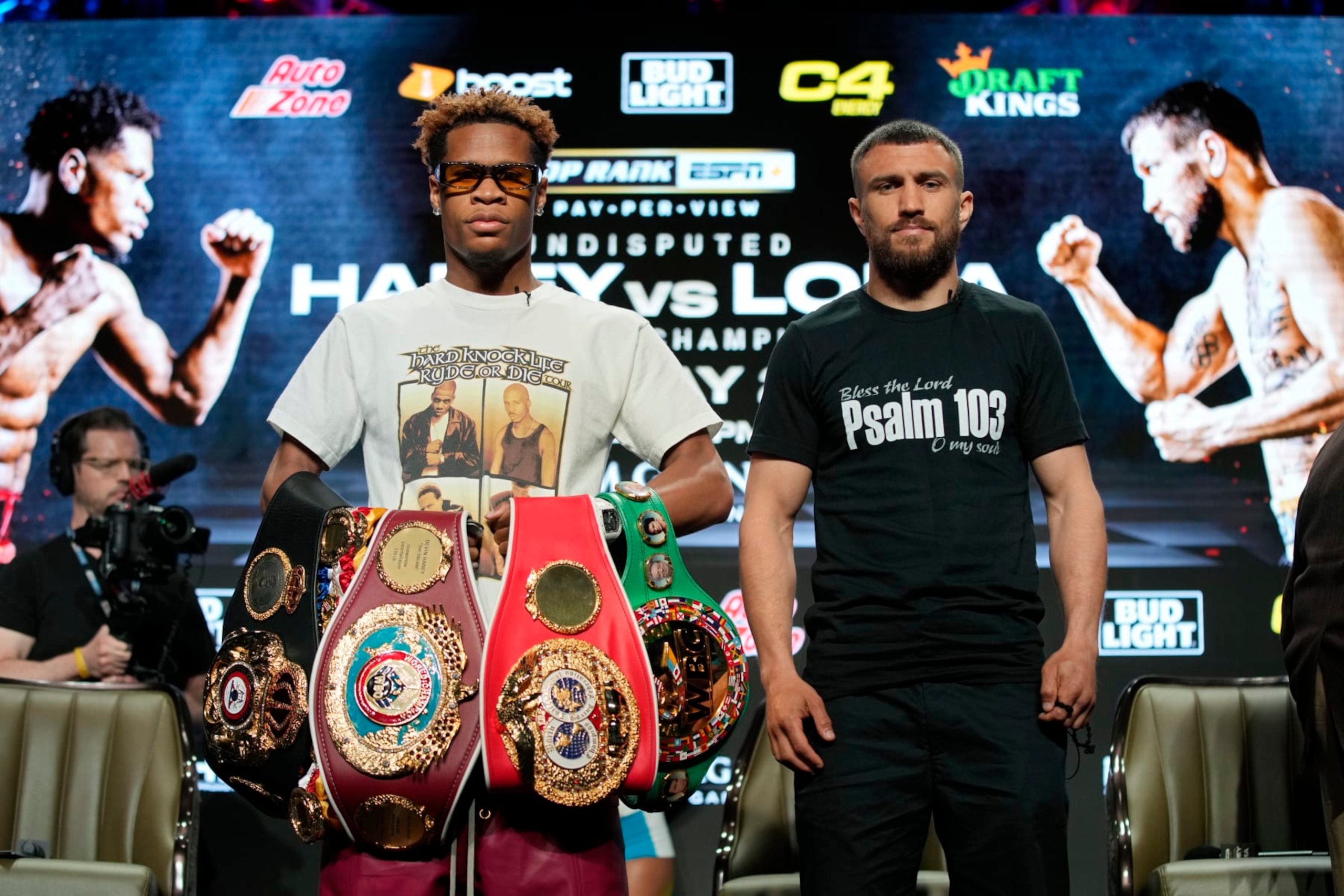 Devin Haney (left) and Vasiliy Lomachenko (right) pose before their fight on May 20. Devin Haney (left) and Vasiliy Lomachenko (right) pose before their fight on May 20.