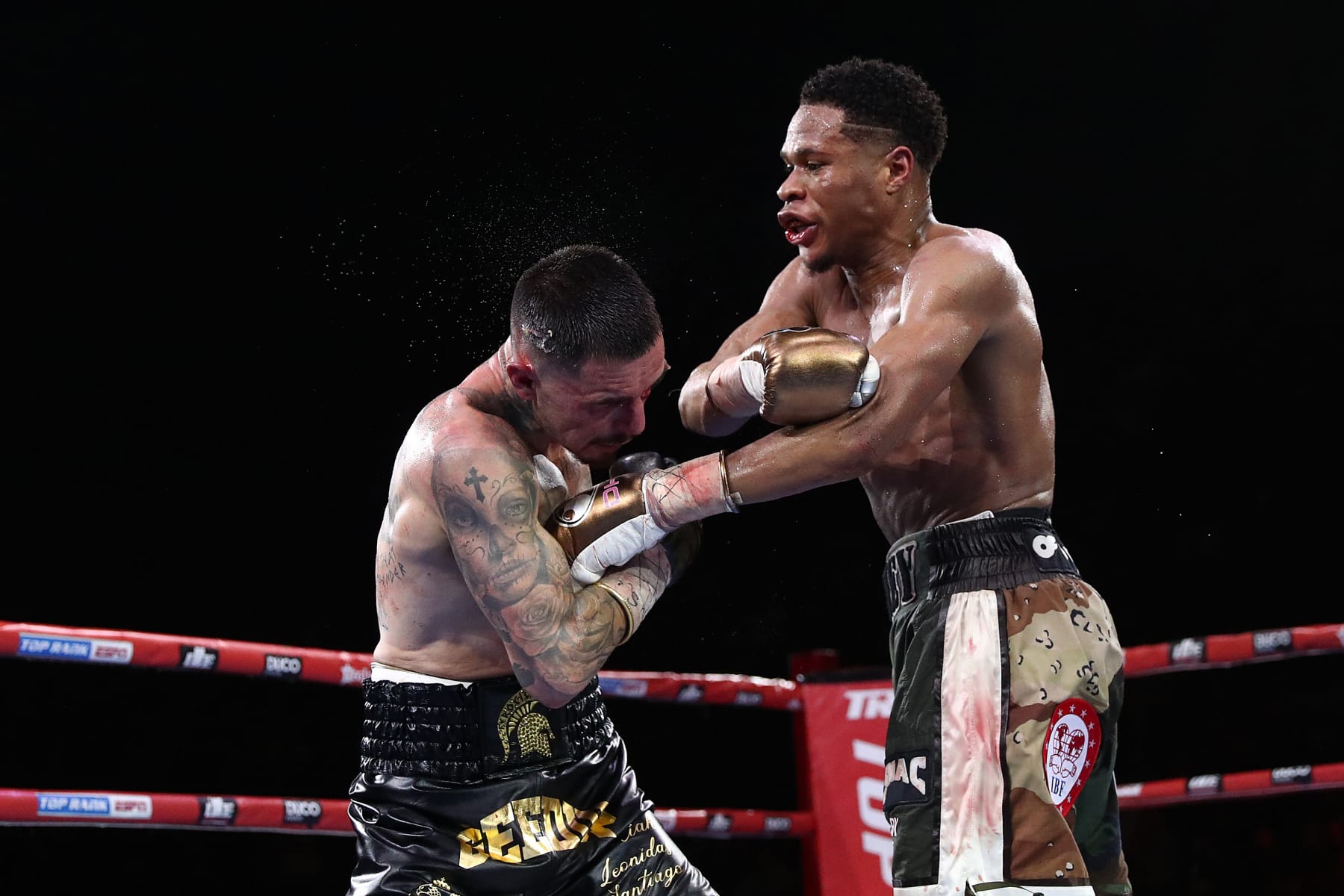 Devin Haney (right) in a win over George Kambosos Jr.