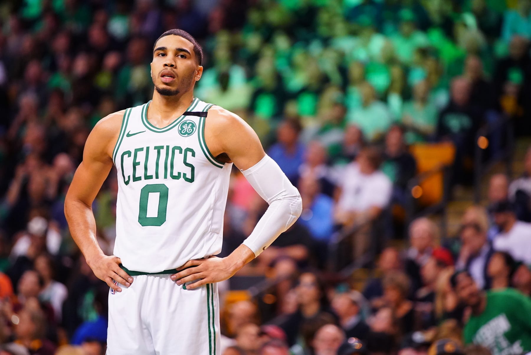 Basketball: NBA Playoffs: Boston Celtics Jayson Tatum (0) during game vs Cleveland Cavaliers at TD Garden. Game 7. 
Boston, MA 5/27/2018
CREDIT: Erick W. Rasco (Photo by Erick W. Rasco /Sports Illustrated via Getty Images)
(Set Number: X161949 TK1 )
