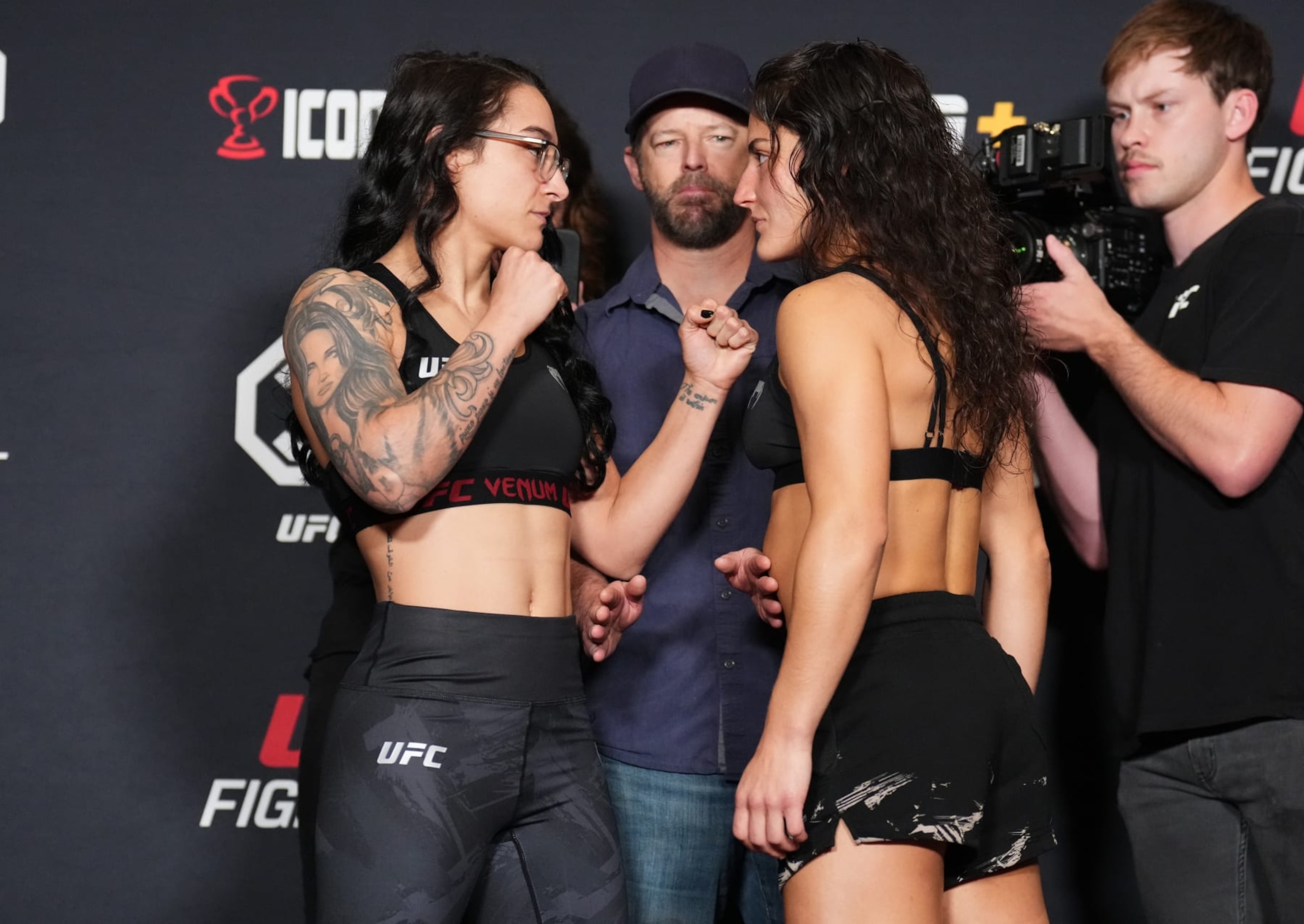 Emily Ducote (left) squares off against Loopy Godinez (right).