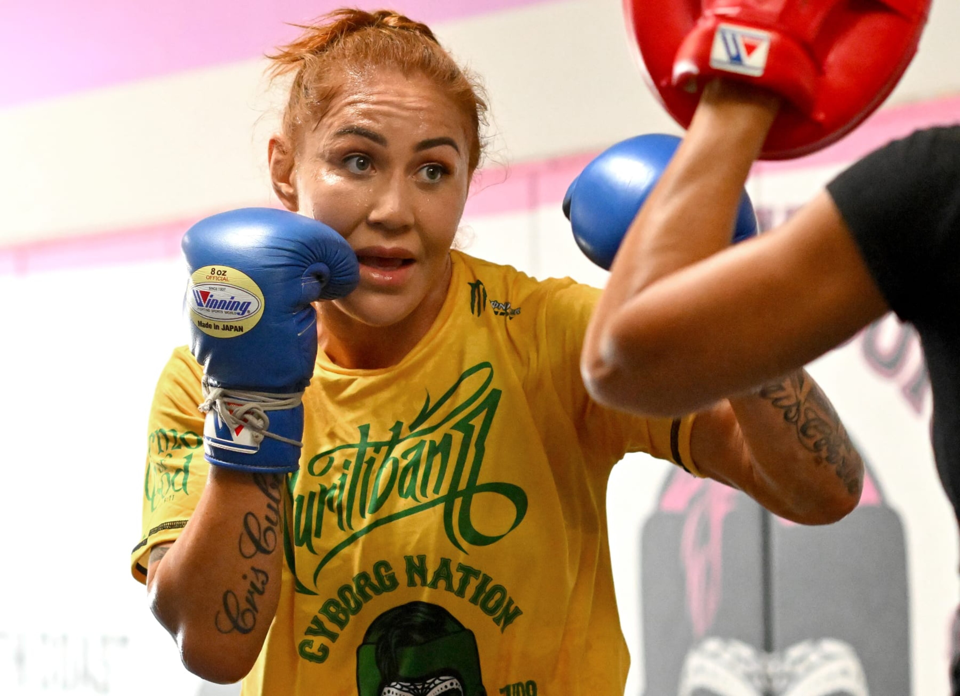 HUNTINGTON BEACH, CA - SEPTEMBER 06: Cris Cyborg, Bellator Featherweight World Champion, works out at the Cyborg Private Facility on September 6, 2022 in Huntington Beach, California. Cyborg will make her pro boxing debut against Simone Silva on Sept. 25, 2022 in Curitiba, Brazil. (Photo by Jayne Kamin-Oncea/Getty Images) HUNTINGTON BEACH, CA - SEPTEMBER 06: Cris Cyborg, Bellator Featherweight World Champion, works out at the Cyborg Private Facility on September 6, 2022 in Huntington Beach, California. Cyborg will make her pro boxing debut against Simone Silva on Sept. 25, 2022 in Curitiba, Brazil. (Photo by Jayne Kamin-Oncea/Getty Images)