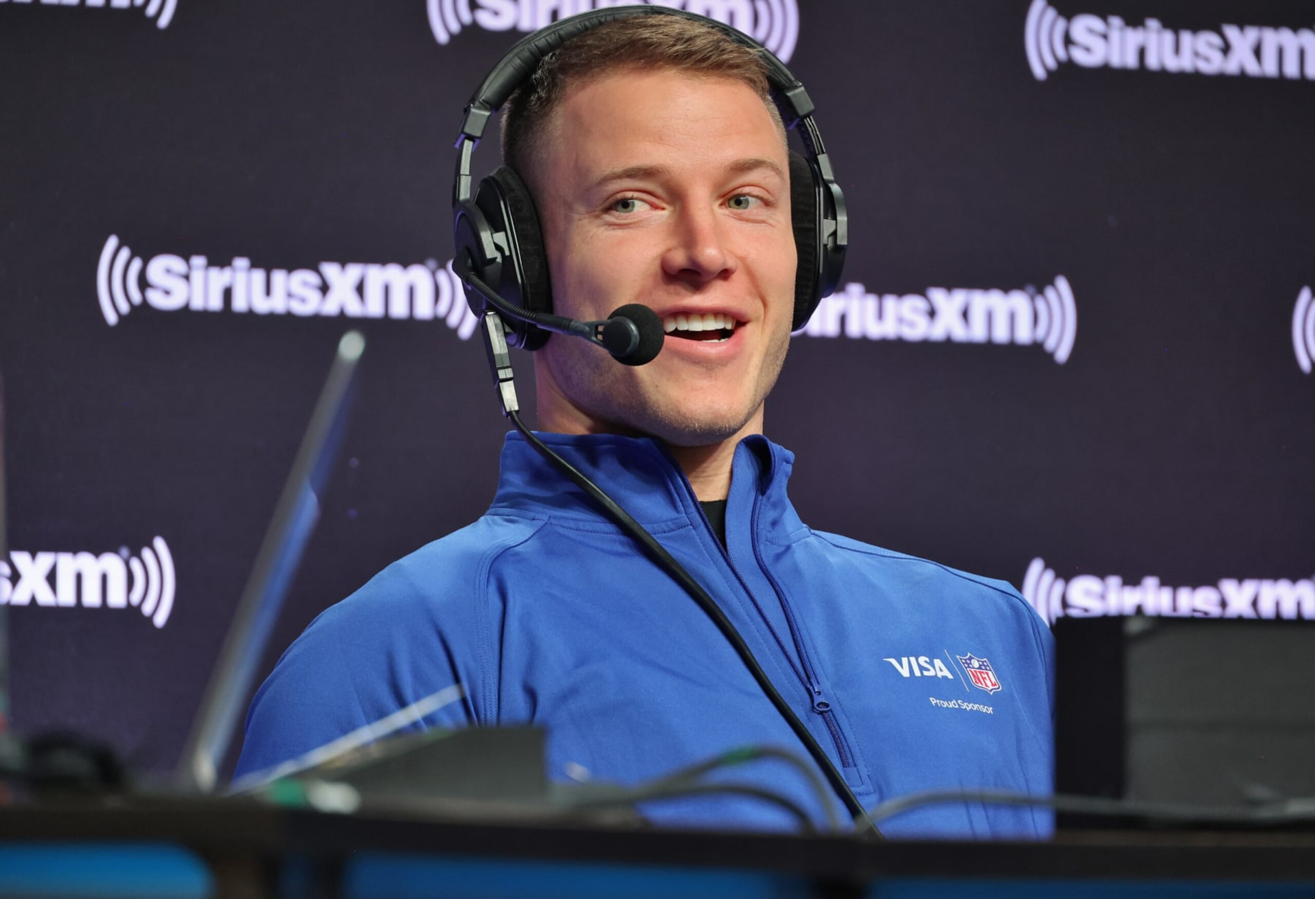 PHOENIX, ARIZONA - FEBRUARY 09: Christian McCaffrey of the San Francisco 49ers attends SiriusXM At Super Bowl LVII on February 09, 2023 in Phoenix, Arizona. (Photo by Cindy Ord/Getty Images for SiriusXM)