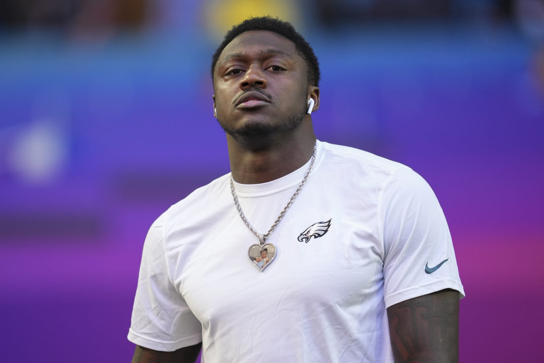 GLENDALE, AZ - FEBRUARY 12: A.J. Brown #11 of the Philadelphia Eagles warms up against the Kansas City Chiefs after Super Bowl LVII at State Farm Stadium on February 12, 2023 in Glendale, Arizona. The Chiefs defeated the Eagles 38-35. (Photo by Cooper Neill/Getty Images)