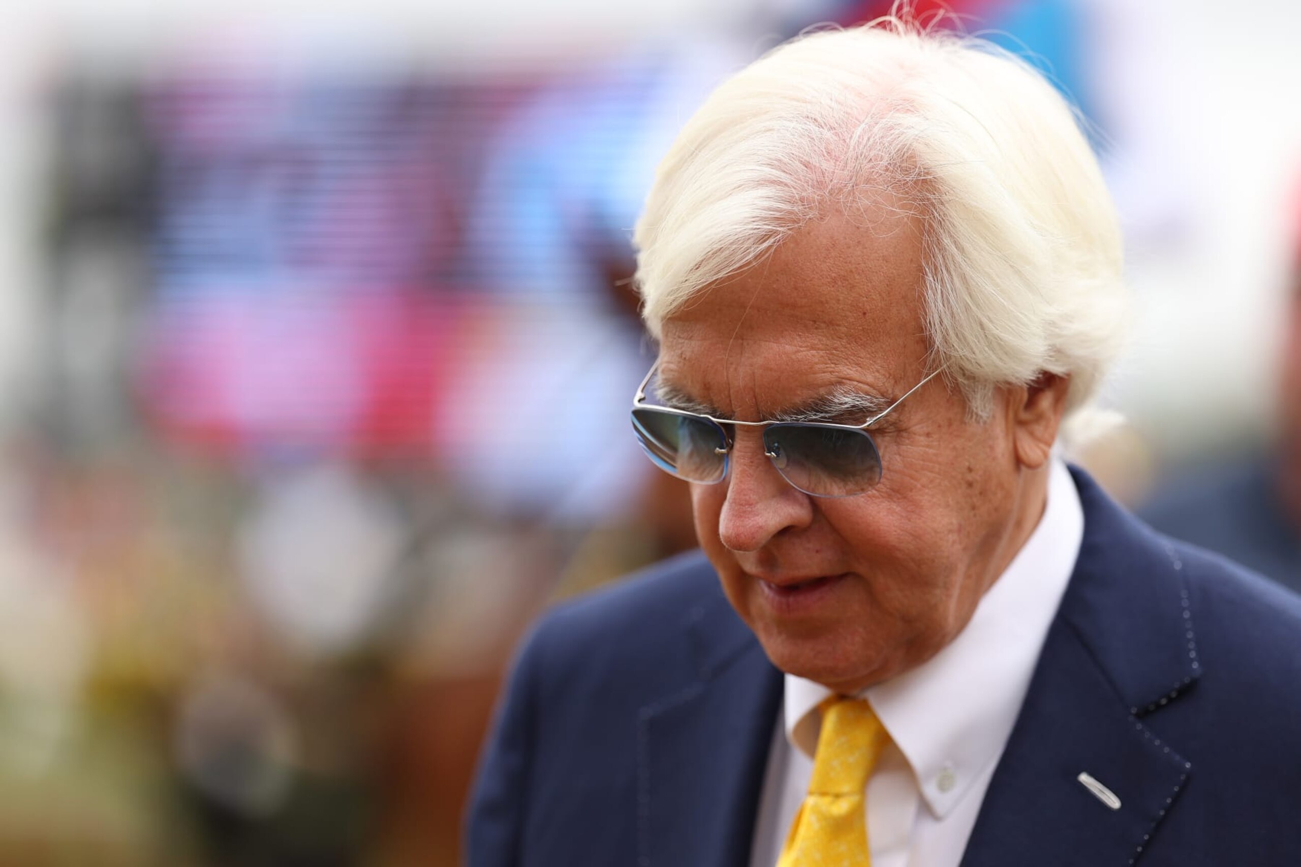 BALTIMORE, MARYLAND - MAY 20: Trainer Bob Baffert looks on after winning The Sir Barton Stakes with jockey John Velazquez (not pictured) and horse Arabian Lion ahead of the 148th Running of the Preakness Stakes at Pimlico Race Course on May 20, 2023 in Baltimore, Maryland. (Photo by Patrick Smith/Getty Images)