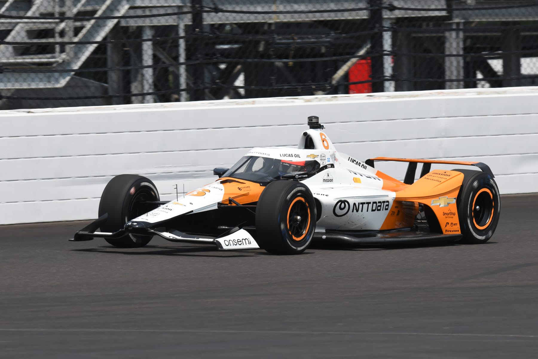 INDIANAPOLIS, IN - MAY 17: Felix Rosenqvist (#6 Arrow McLaren SP) Dallara IR12 Chevrolet makes a lap in first practice for the 107th Indianapolis 500, Wednesday, May 17, 2023, on the Indianapolis Motor Speedway in Indianapolis, Indiana. (Photo by David Allio/Icon Sportswire via Getty Images)
