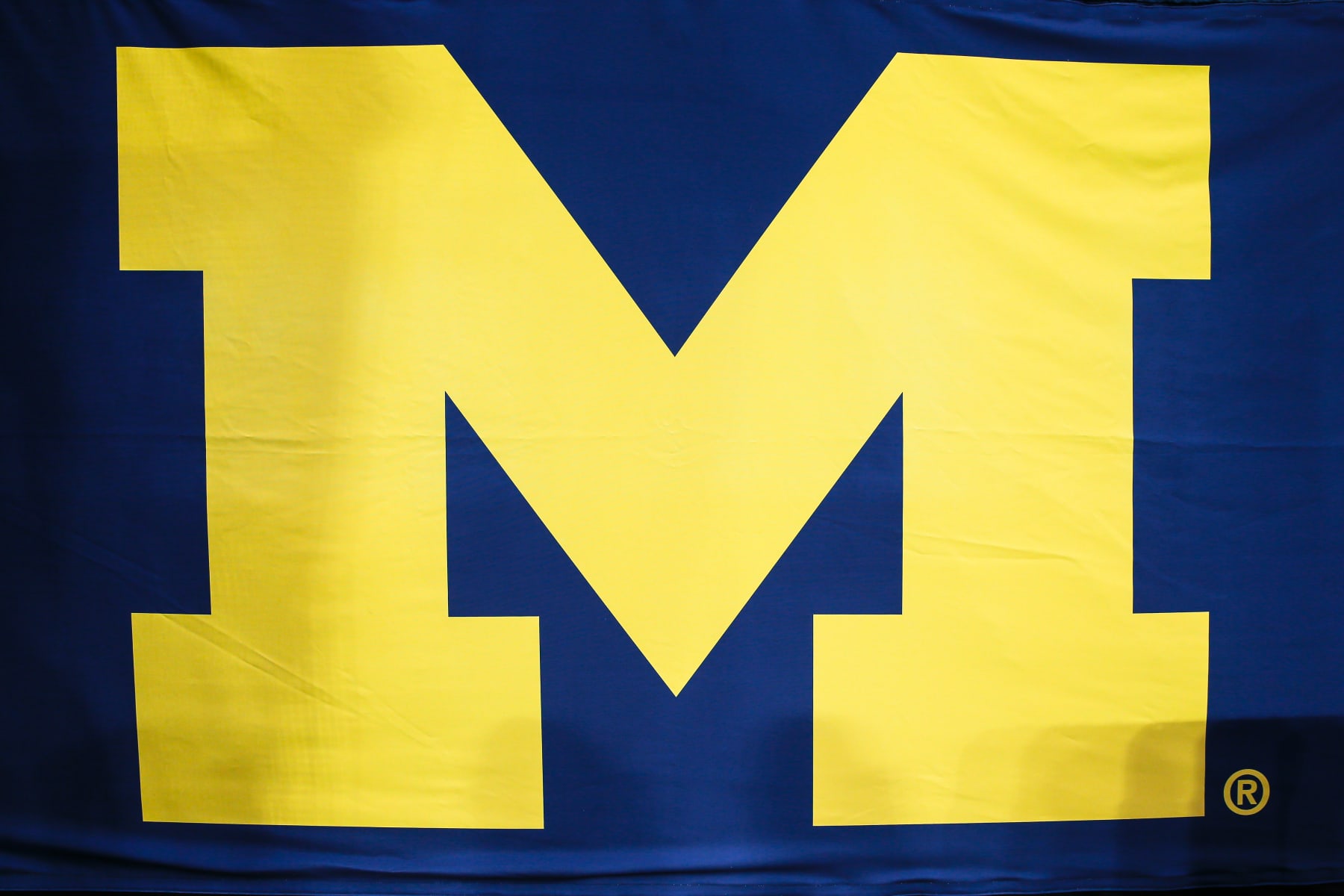 GLENDALE, AZ - DECEMBER 31:  Michigan Wolverines logo before the VRBO Fiesta Bowl college football national championship semifinal game between the Michigan Wolverines and the TCU Horned Frogs on December 31, 2022 at State Farm Stadium in Glendale, Arizona. (Photo by Kevin Abele/Icon Sportswire via Getty Images)