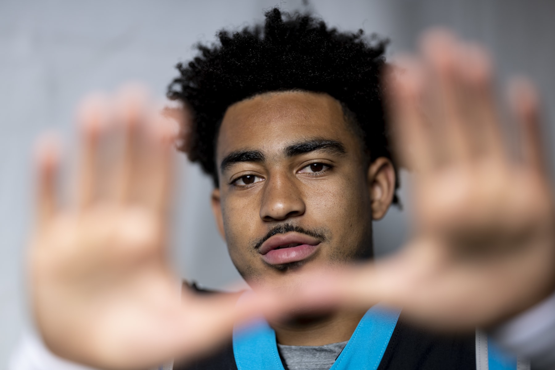 LOS ANGELES, CALIFORNIA - MAY 20: Bryce Young #9 of the Carolina Panthers poses for a portrait during the NFLPA Rookie Premiere on May 20, 2023 in Los Angeles, California. (Photo by Michael Owens/Getty Images)