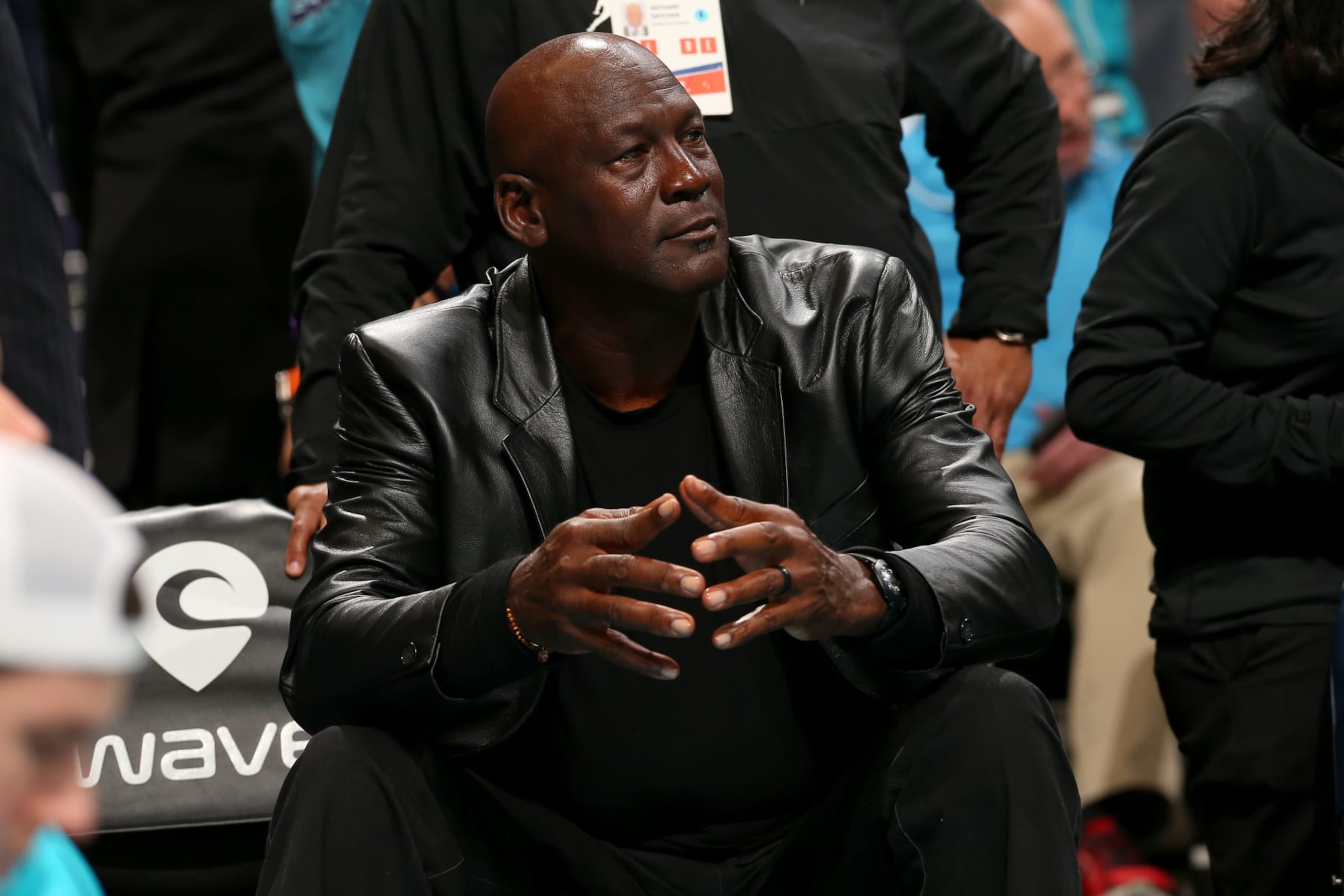 CHARLOTTE, NC - MARCH 1: Michael Jordan attends the game between the Orlando Magic and Charlotte Hornets  on March 1, 2023 at Spectrum Center in Charlotte, North Carolina. NOTE TO USER: User expressly acknowledges and agrees that, by downloading and or using this photograph, User is consenting to the terms and conditions of the Getty Images License Agreement. Mandatory Copyright Notice: Copyright 2023 NBAE (Photo by Kent Smith/NBAE via Getty Images)