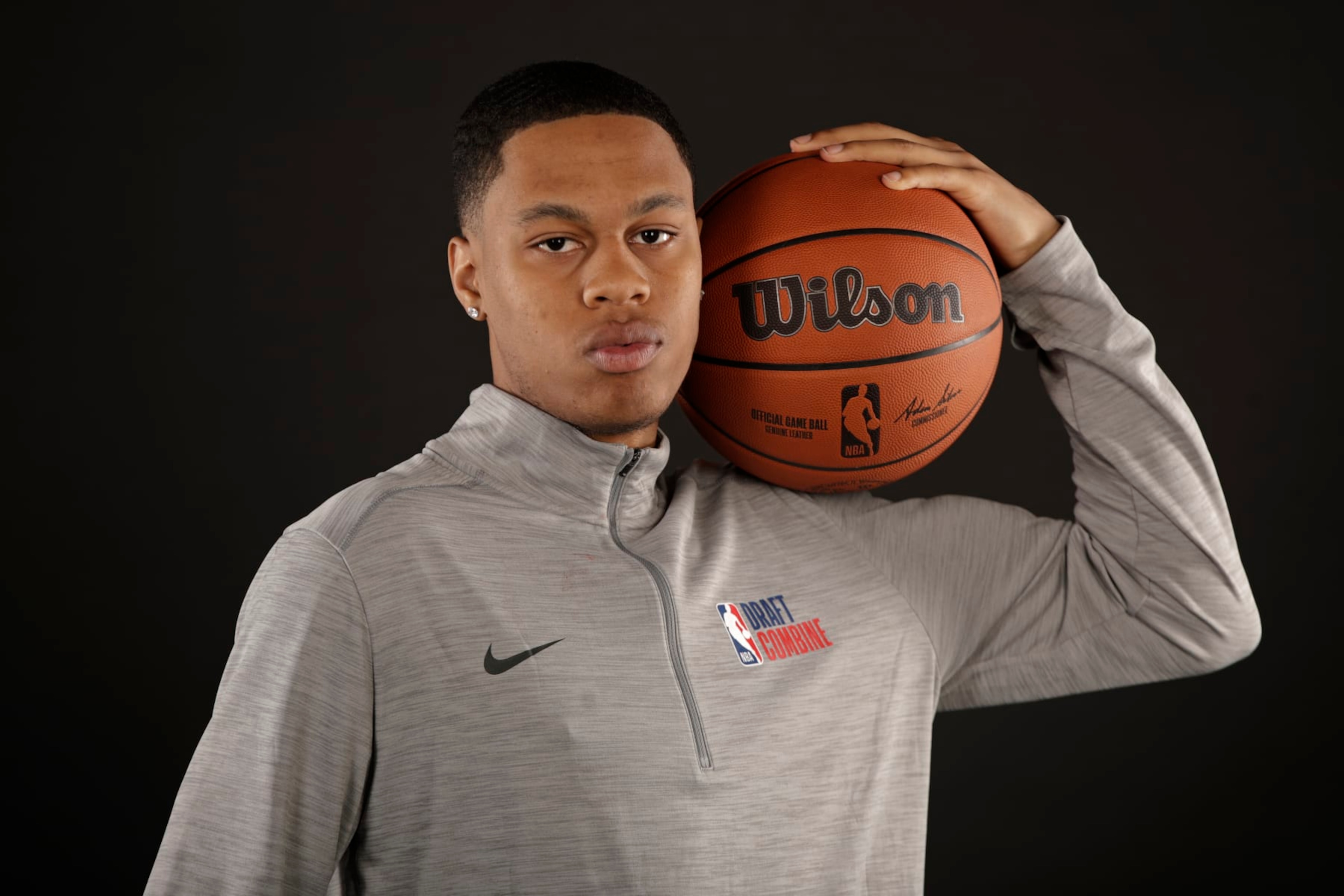 CHICAGO, IL - MAY 16: Jordan Hawkins poses for a portrait during the 2023 NBA Draft Combine Circuit on May 16, 2023 in Chicago, Illinois. NOTE TO USER: User expressly acknowledges and agrees that, by downloading and or using this photograph, user is consenting to the terms and conditions of the Getty Images License Agreement. Mandatory Copyright Notice: Copyright 2023 NBAE (Photo by Brian Sevald/NBAE via Getty Images) CHICAGO, IL - MAY 16: Jordan Hawkins poses for a portrait during the 2023 NBA Draft Combine Circuit on May 16, 2023 in Chicago, Illinois. NOTE TO USER: User expressly acknowledges and agrees that, by downloading and or using this photograph, user is consenting to the terms and conditions of the Getty Images License Agreement. Mandatory Copyright Notice: Copyright 2023 NBAE (Photo by Brian Sevald/NBAE via Getty Images)