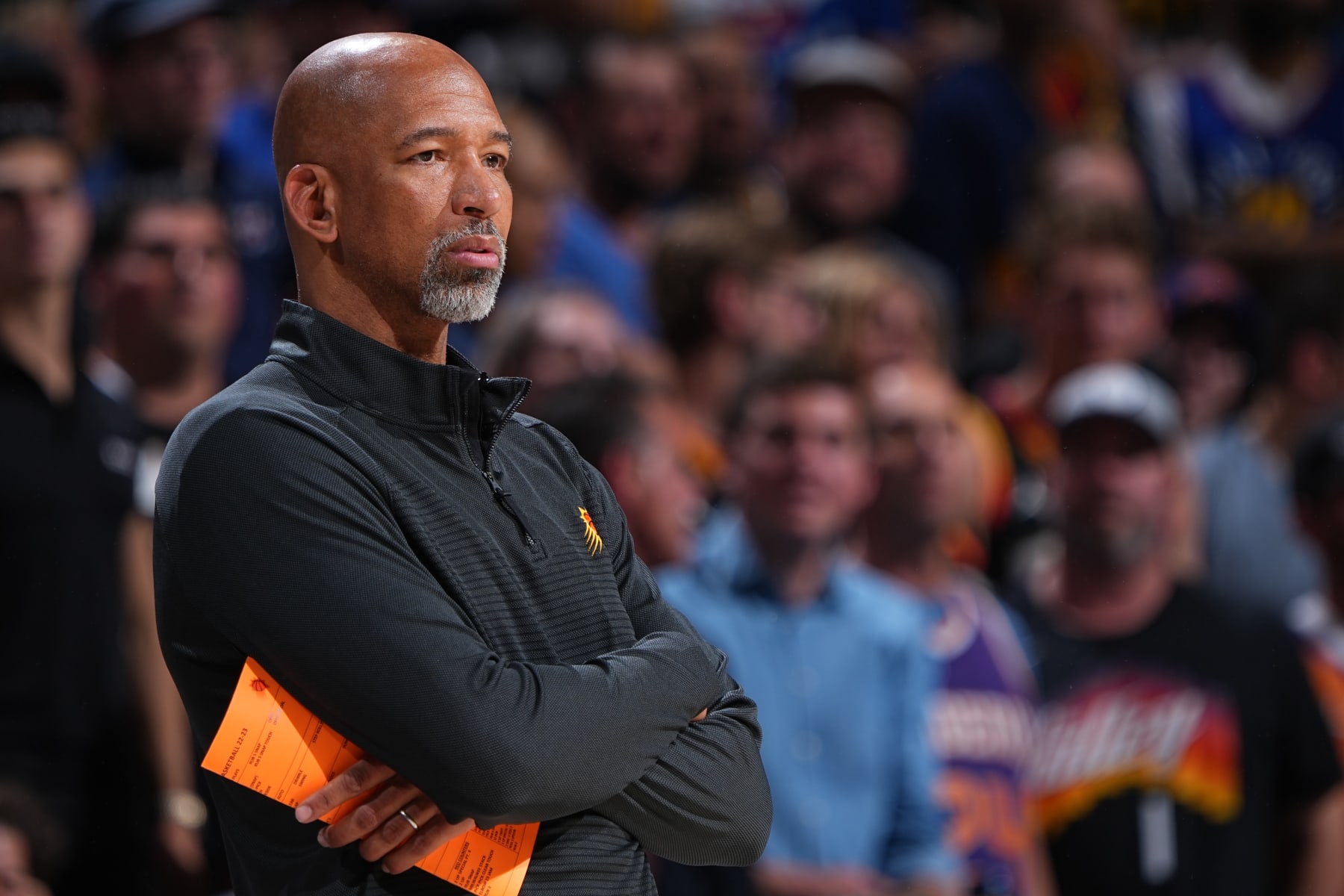 DENVER, CO - MAY 9: Head Coach Monty Williams of the Phoenix Suns looks on during Round 2 Game 5 of the Western Conference Semi-Finals 2023 NBA Playoffs against the Denver Nuggets on May 9, 2023 at the Ball Arena in Denver, Colorado. NOTE TO USER: User expressly acknowledges and agrees that, by downloading and/or using this Photograph, user is consenting to the terms and conditions of the Getty Images License Agreement. Mandatory Copyright Notice: Copyright 2023 NBAE (Photo by Garrett Ellwood/NBAE via Getty Images)