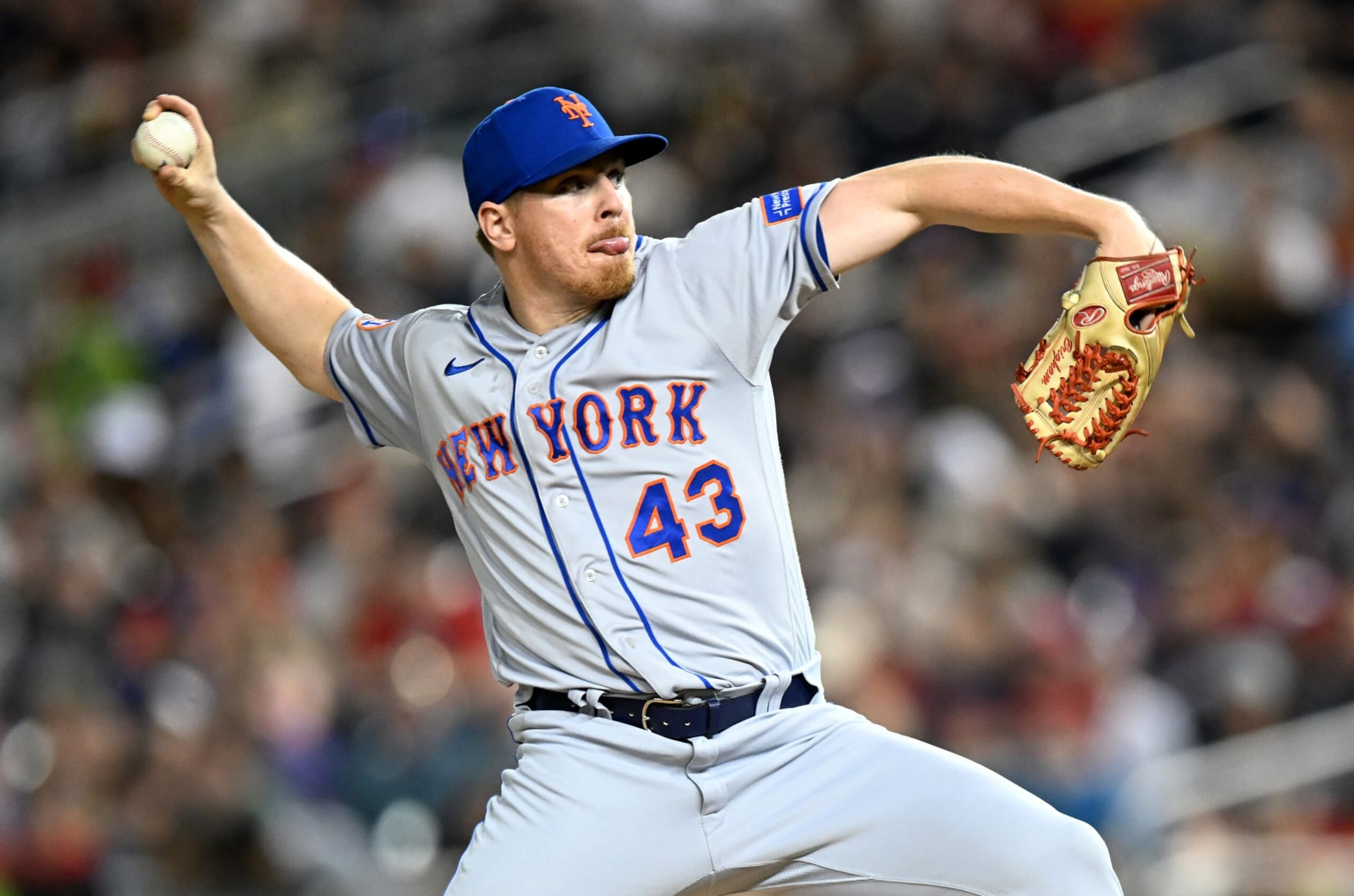 WASHINGTON, DC - MAY 12: Jeff Brigham #43 of the New York Mets pitches against the Washington Nationals at Nationals Park on May 12, 2023 in Washington, DC. (Photo by G Fiume/Getty Images)