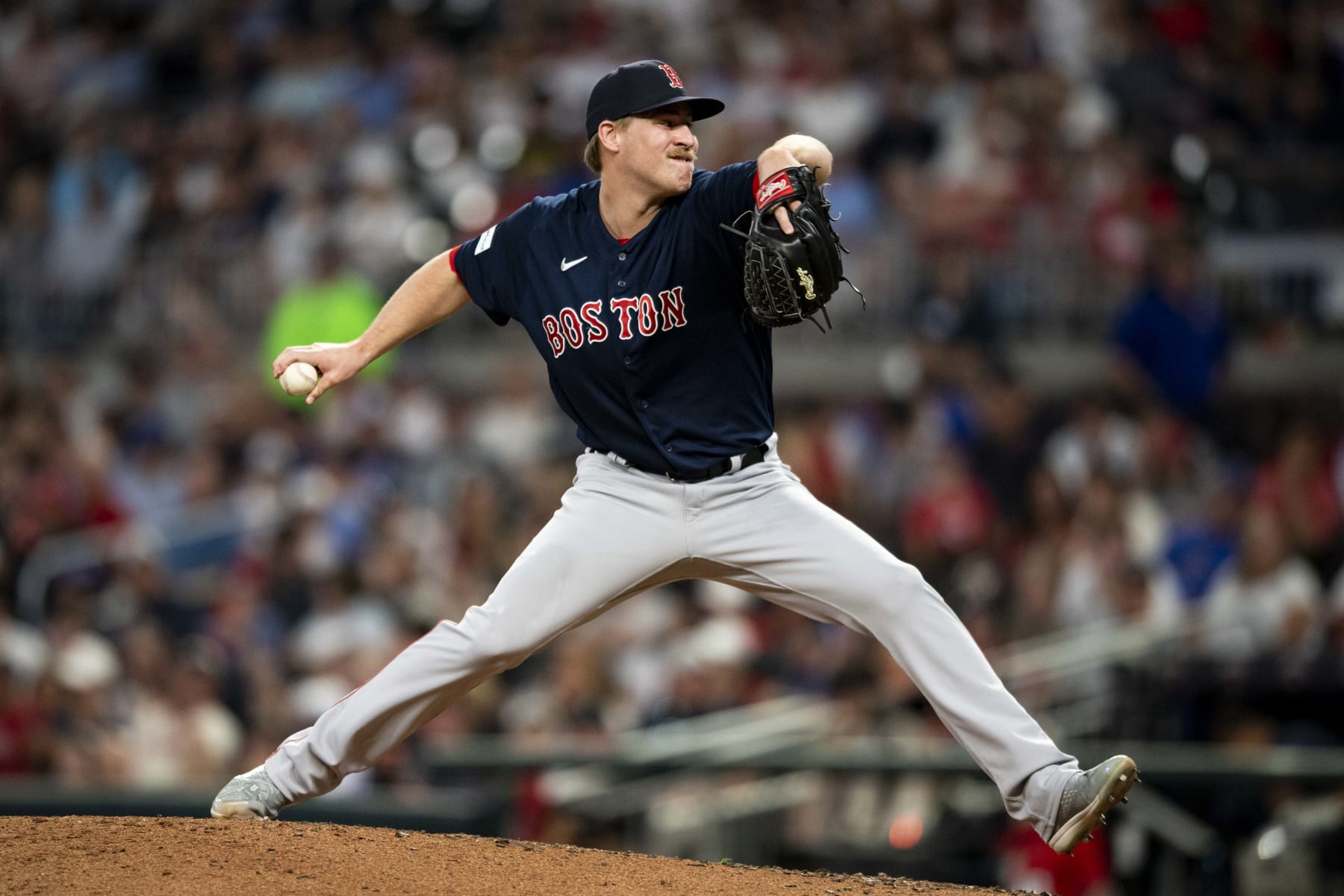 ATLANTA, GA - MAY 10: Josh Winckowski #25 of the Boston Red Sox pitches in the seventh inning against the Atlanta Braves on May 10, 2023 at Truist Park in Atlanta, Georgia. (Photo by Billie Weiss/Boston Red Sox/Getty Images)