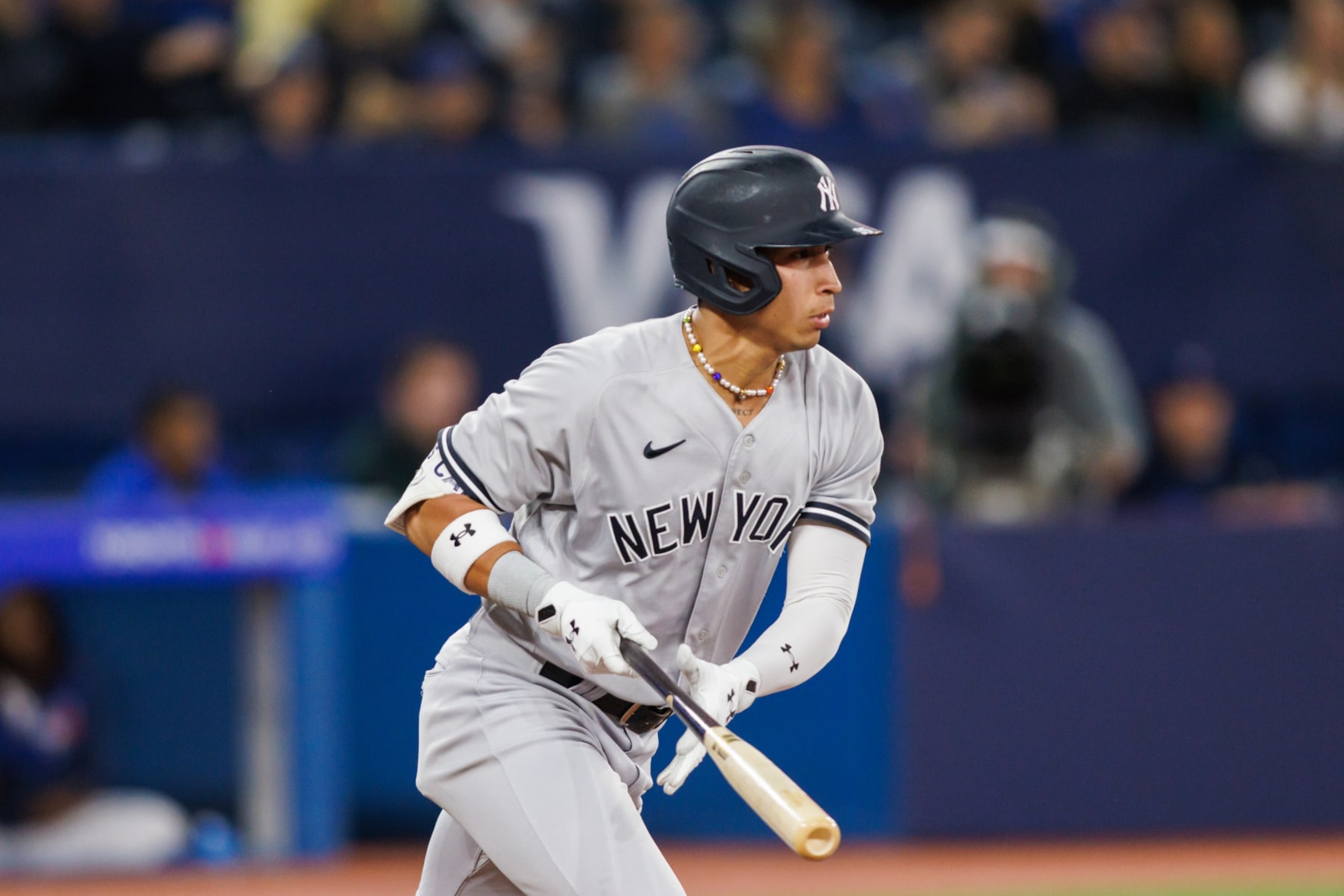 TORONTO, ON - MAY 18: Oswaldo Cabrera #95 of the New York Yankees at bat in the second inning of their MLB game against the Toronto Blue Jays at Rogers Centre on May 18, 2023 in Toronto, Canada. (Photo by Cole Burston/Getty Images) TORONTO, ON - MAY 18: Oswaldo Cabrera #95 of the New York Yankees at bat in the second inning of their MLB game against the Toronto Blue Jays at Rogers Centre on May 18, 2023 in Toronto, Canada. (Photo by Cole Burston/Getty Images)