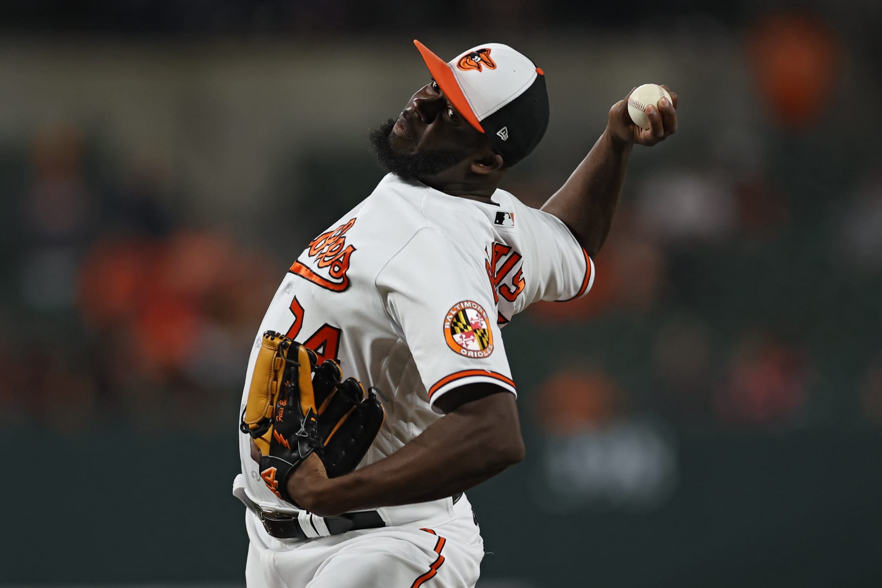 BALTIMORE, MARYLAND - MAY 09: Felix Bautista #74 of the Baltimore Orioles pitches during the ninth inning against the Tampa Bay Rays at Oriole Park at Camden Yards on May 9, 2023 in Baltimore, Maryland. (Photo by Patrick Smith/Getty Images)