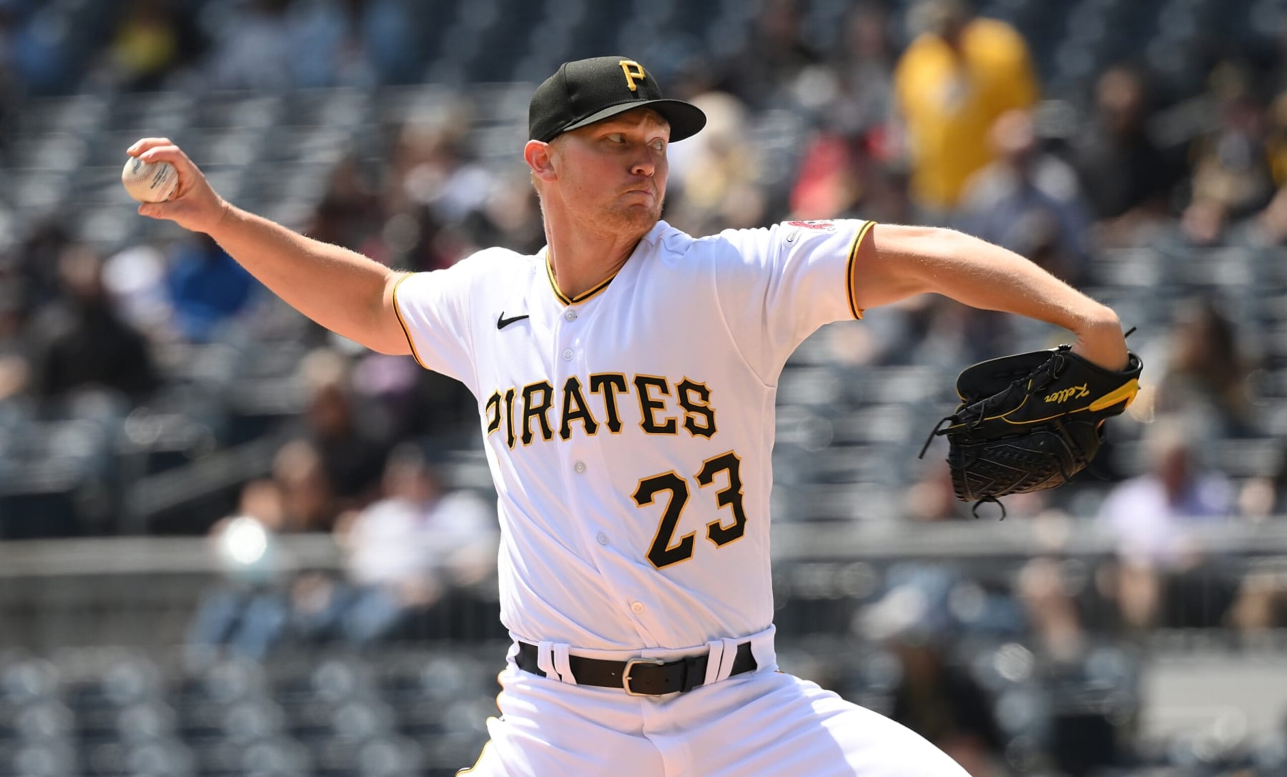 PITTSBURGH, PA - APRIL 27: Mitch Keller #23 of the Pittsburgh Pirates delivers a pitch in the first inning during the game against the Los Angeles Dodgers at PNC Park on April 27, 2023 in Pittsburgh, Pennsylvania. (Photo by Justin Berl/Getty Images)