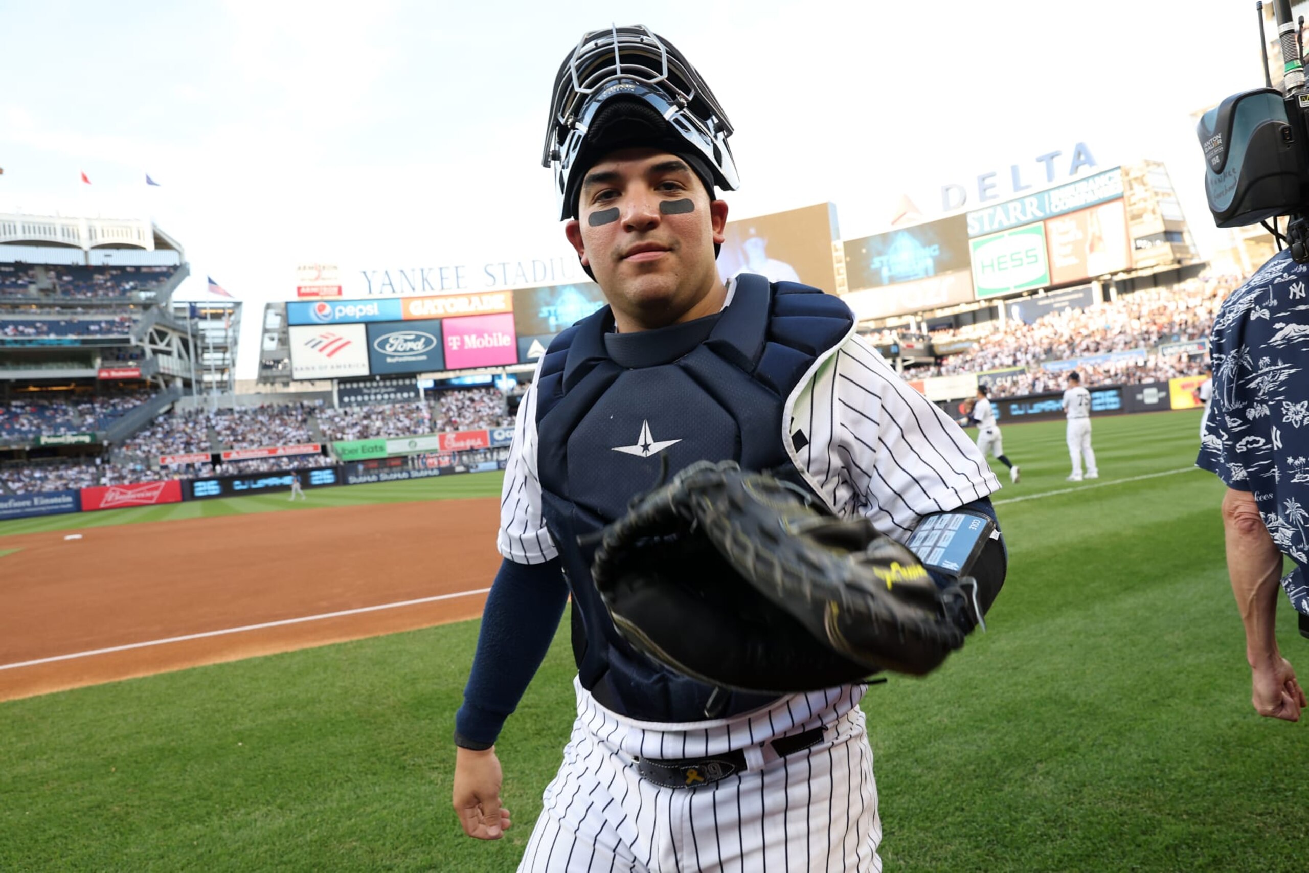 NEW YORK, NY - May 12: Jose Trevino #39 of the New York Yankees looks on before the game against the Tampa Bay Rays at Yankee Stadium on May 12, 2023, in New York, New York. (Photo by New York Yankees/Getty Images)