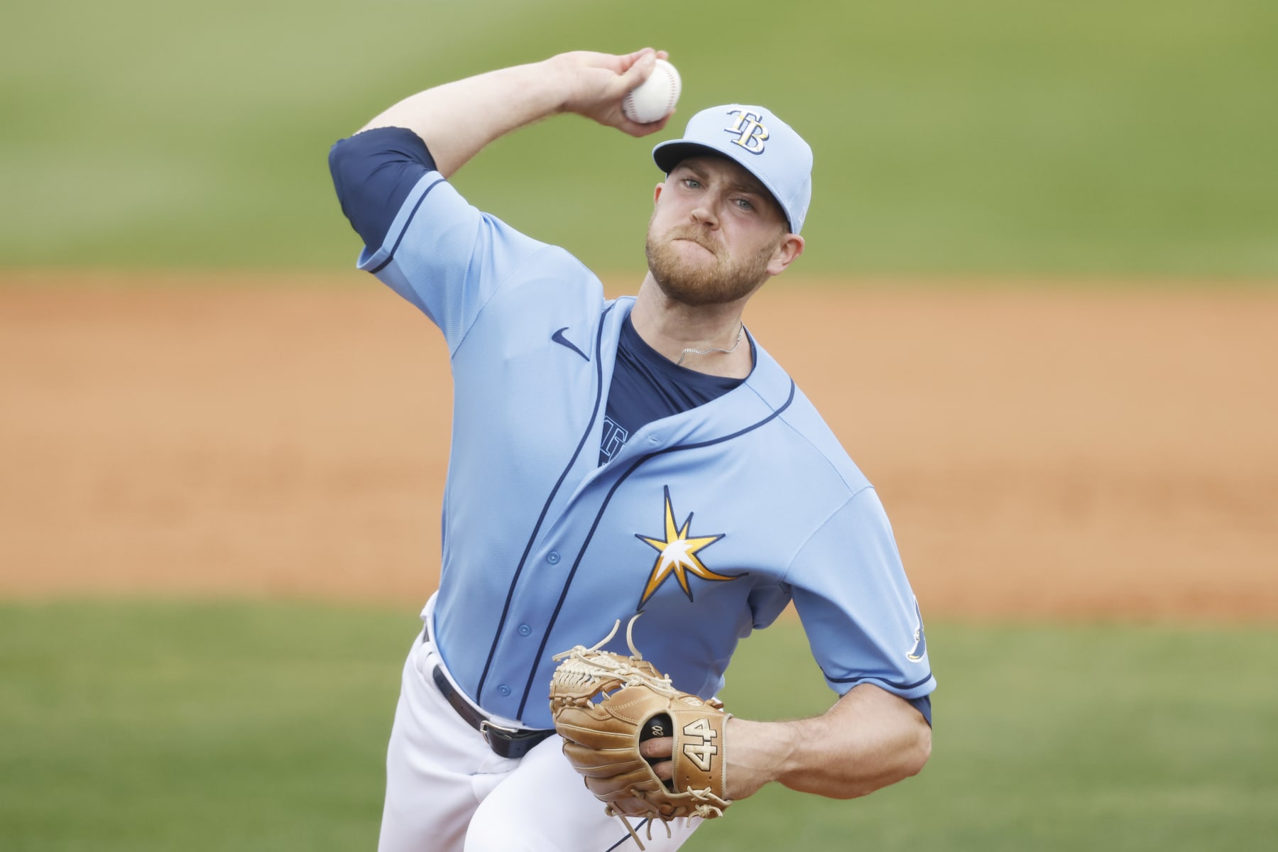 PORT CHARLOTTE, FLORIDA - MARCH 21: David Hess #47 of the Tampa Bay Rays delivers a pitch against the Atlanta Braves during a Grapefruit League spring training game at Charlotte Sports Park on March 21, 2021 in Port Charlotte, Florida. (Photo by Michael Reaves/Getty Images) PORT CHARLOTTE, FLORIDA - MARCH 21: David Hess #47 of the Tampa Bay Rays delivers a pitch against the Atlanta Braves during a Grapefruit League spring training game at Charlotte Sports Park on March 21, 2021 in Port Charlotte, Florida. (Photo by Michael Reaves/Getty Images)