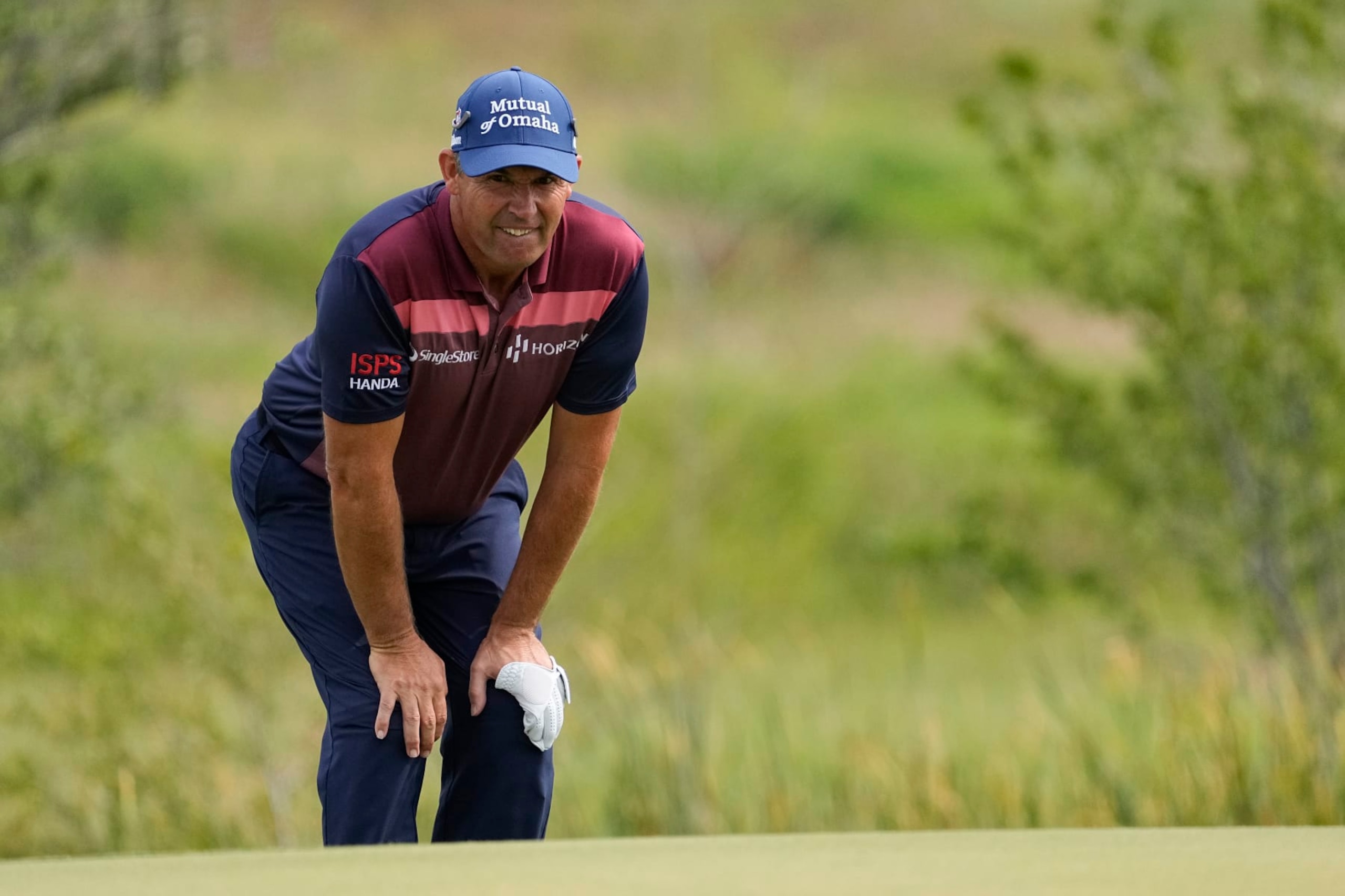 FRISCO, TX - MAY 27: Padraig Harrington reads the first green during the third round of the KitchenAid Senior PGA Championship at Fields Ranch East on Saturday, May 27, 2023 in Frisco, Texas. (Photo by Sam Hodde/PGA of America via Getty Images) FRISCO, TX - MAY 27: Padraig Harrington reads the first green during the third round of the KitchenAid Senior PGA Championship at Fields Ranch East on Saturday, May 27, 2023 in Frisco, Texas. (Photo by Sam Hodde/PGA of America via Getty Images)