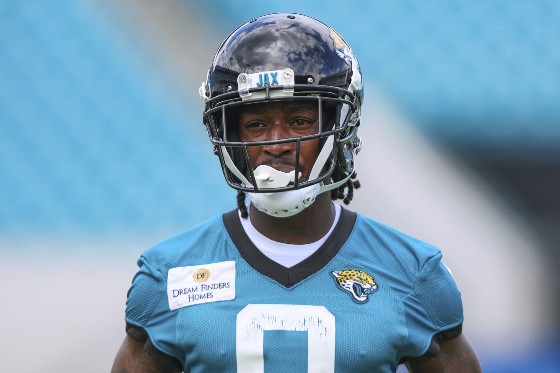 Jacksonville Jaguars wide receiver Calvin Ridley practices during the NFL football team's OTA offseason workouts in Jacksonville, Fla., Monday, May 22, 2023. (AP Photo/Gary McCullough)