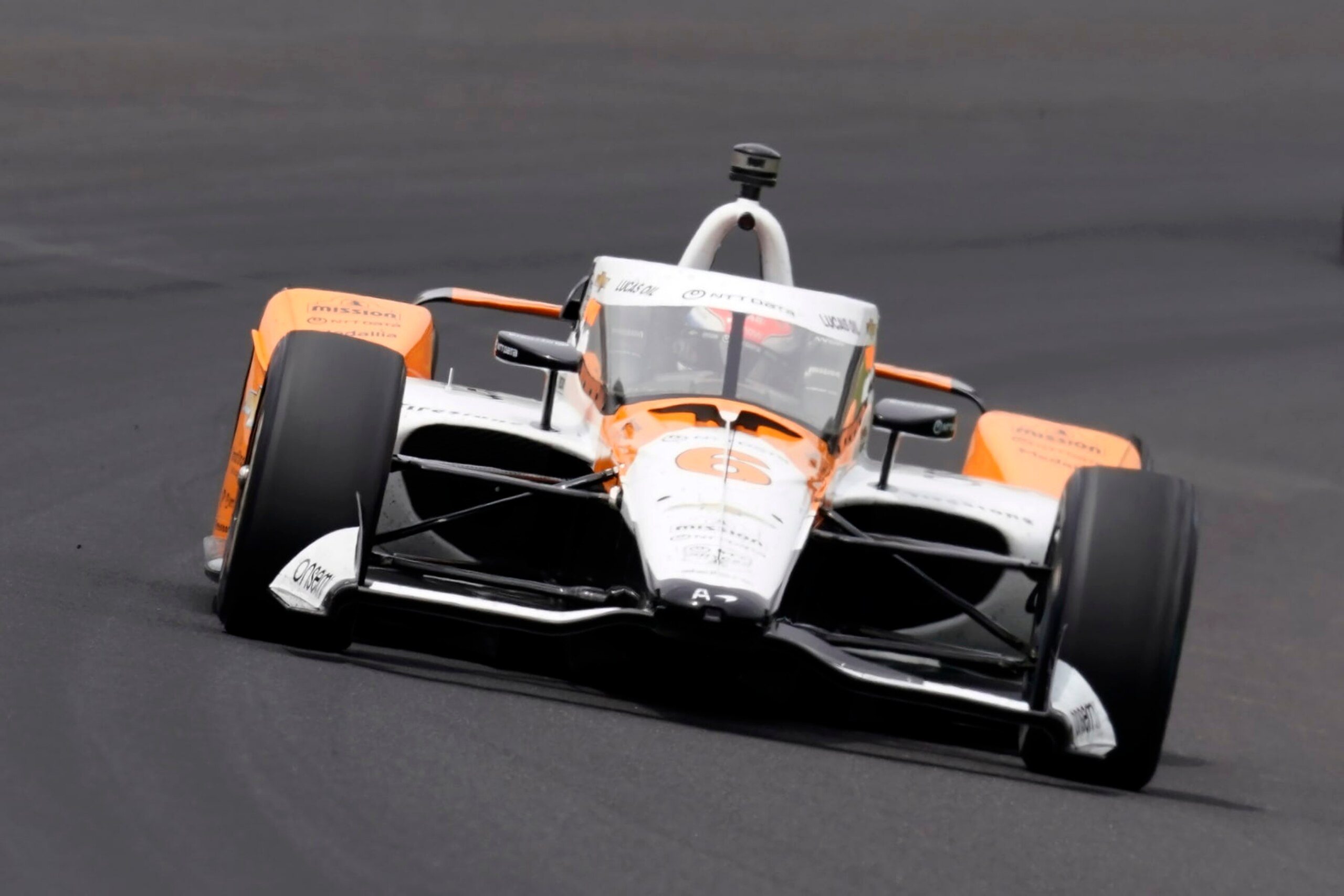Felix Rosenqvist, of Sweden, drives through the first turn during the Indianapolis 500 auto race at Indianapolis Motor Speedway, Sunday, May 28, 2023, in Indianapolis. (AP Photo/Darron Cummings) Felix Rosenqvist, of Sweden, drives through the first turn during the Indianapolis 500 auto race at Indianapolis Motor Speedway, Sunday, May 28, 2023, in Indianapolis. (AP Photo/Darron Cummings)