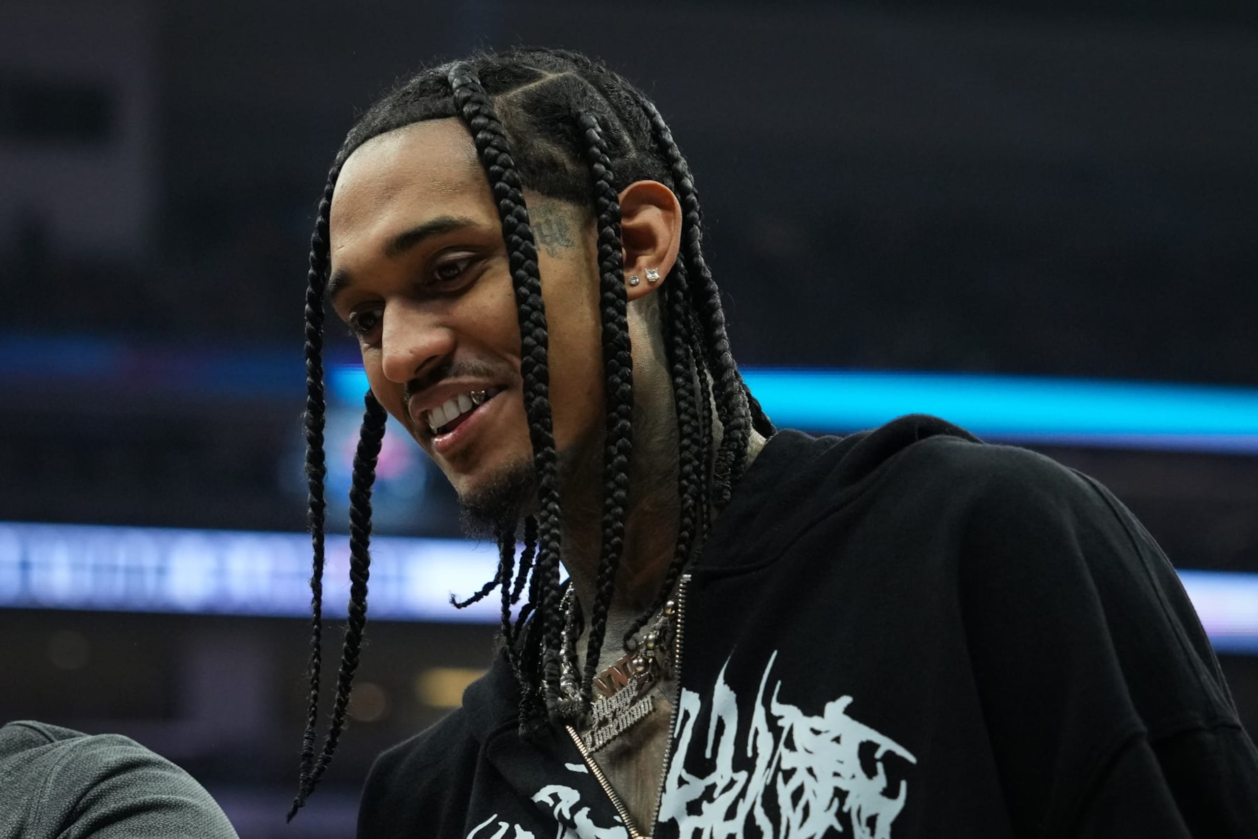 SACRAMENTO, CALIFORNIA - MARCH 25: Jordan Clarkson #00 of the Utah Jazz stands near the bench, out with an injury, in the first quarter against the Sacramento Kings at the Golden 1 Center on March 25, 2023 in Sacramento, California. NOTE TO USER: User expressly acknowledges and agrees that, by downloading and or using this photograph, User is consenting to the terms and conditions of the Getty Images License Agreement. (Photo by Loren Elliott/Getty Images)