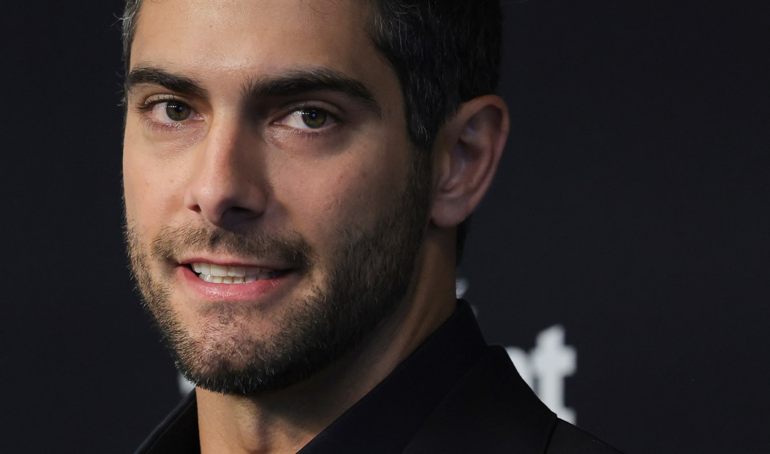 HENDERSON, NEVADA - MARCH 17: Quarterback Jimmy Garoppolo is introduced at the Las Vegas Raiders Headquarters/Intermountain Healthcare Performance Center on March 17, 2023 in Henderson, Nevada. (Photo by Ethan Miller/Getty Images)