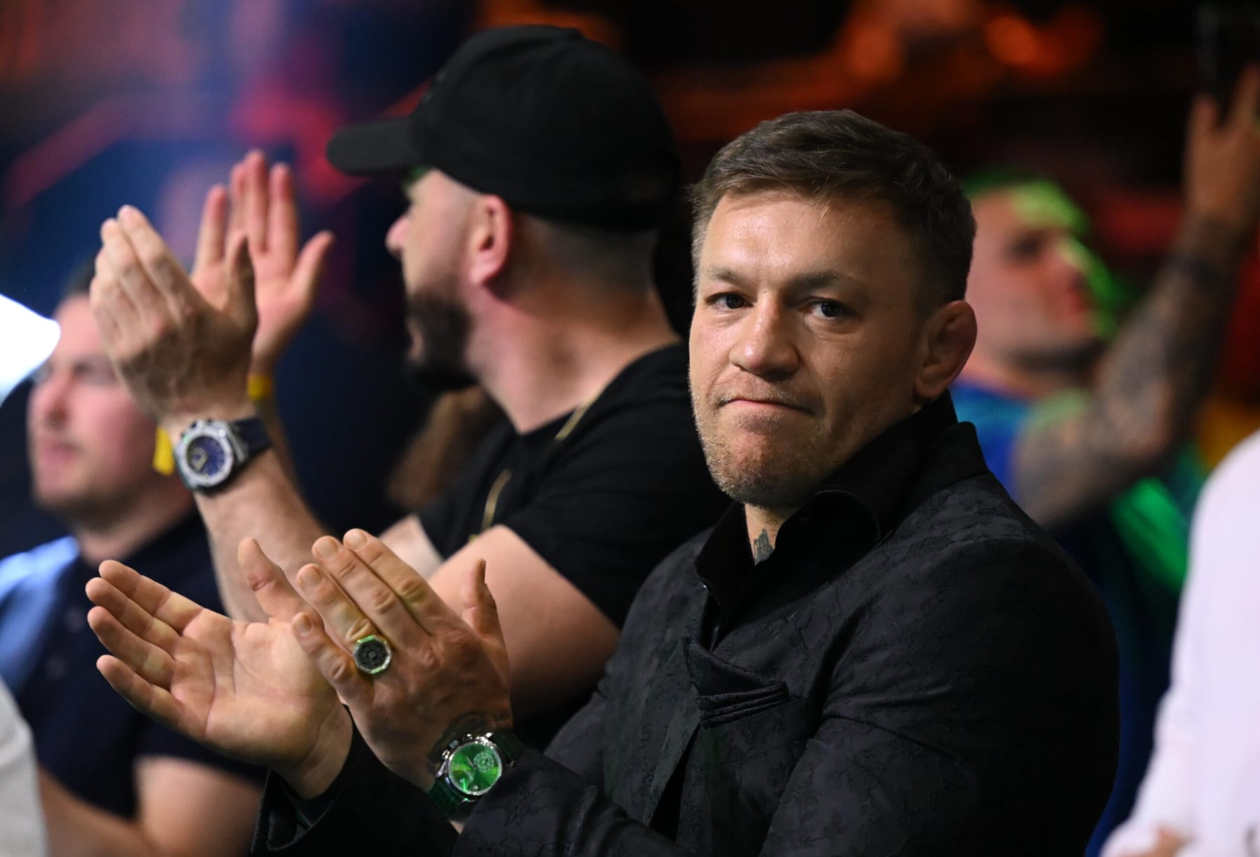 Conor McGregor supports Katie Taylor at a boxing match in Ireland. Conor McGregor supports Katie Taylor at a boxing match in Ireland.